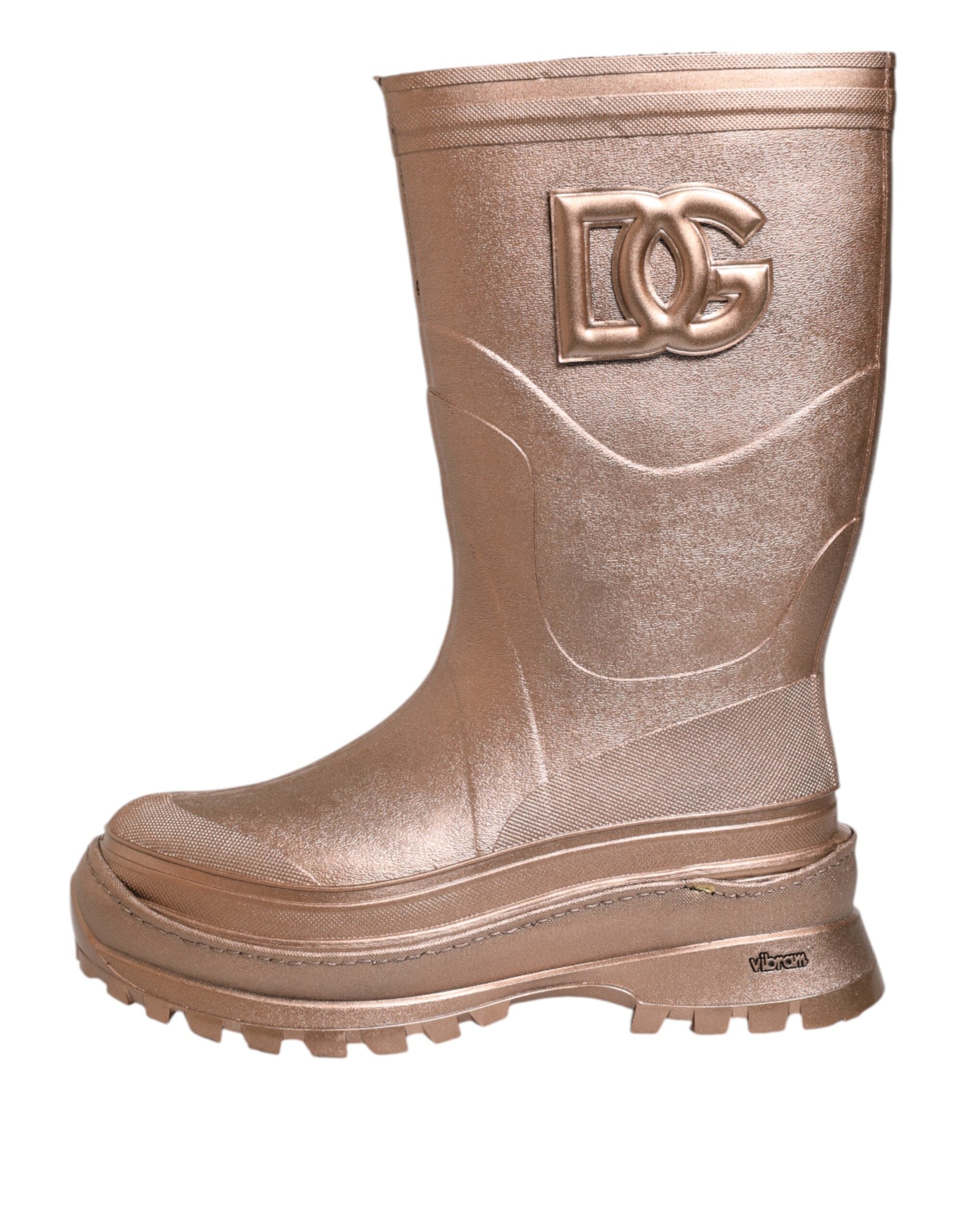 Dolce & Gabbana Metallic Gold Pull On Rain Boots Men's Shoes (Pre-Owned)