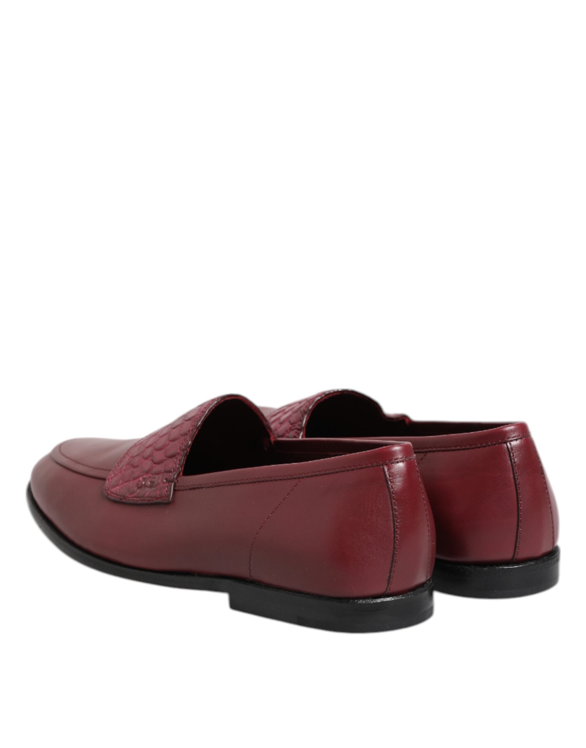 Dolce & Gabbana Burgundy Leather Formal Slip On Men's Shoes