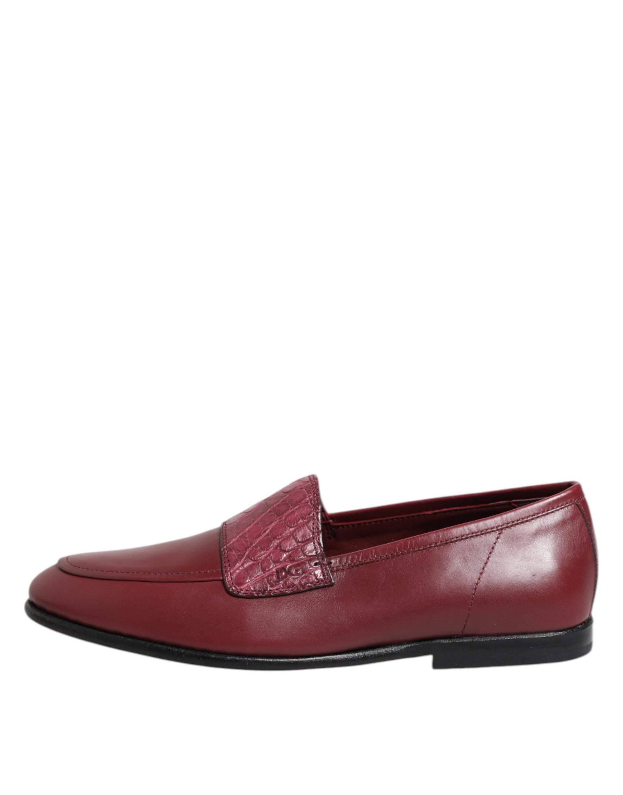 Dolce & Gabbana Burgundy Leather Formal Slip On Men's Shoes