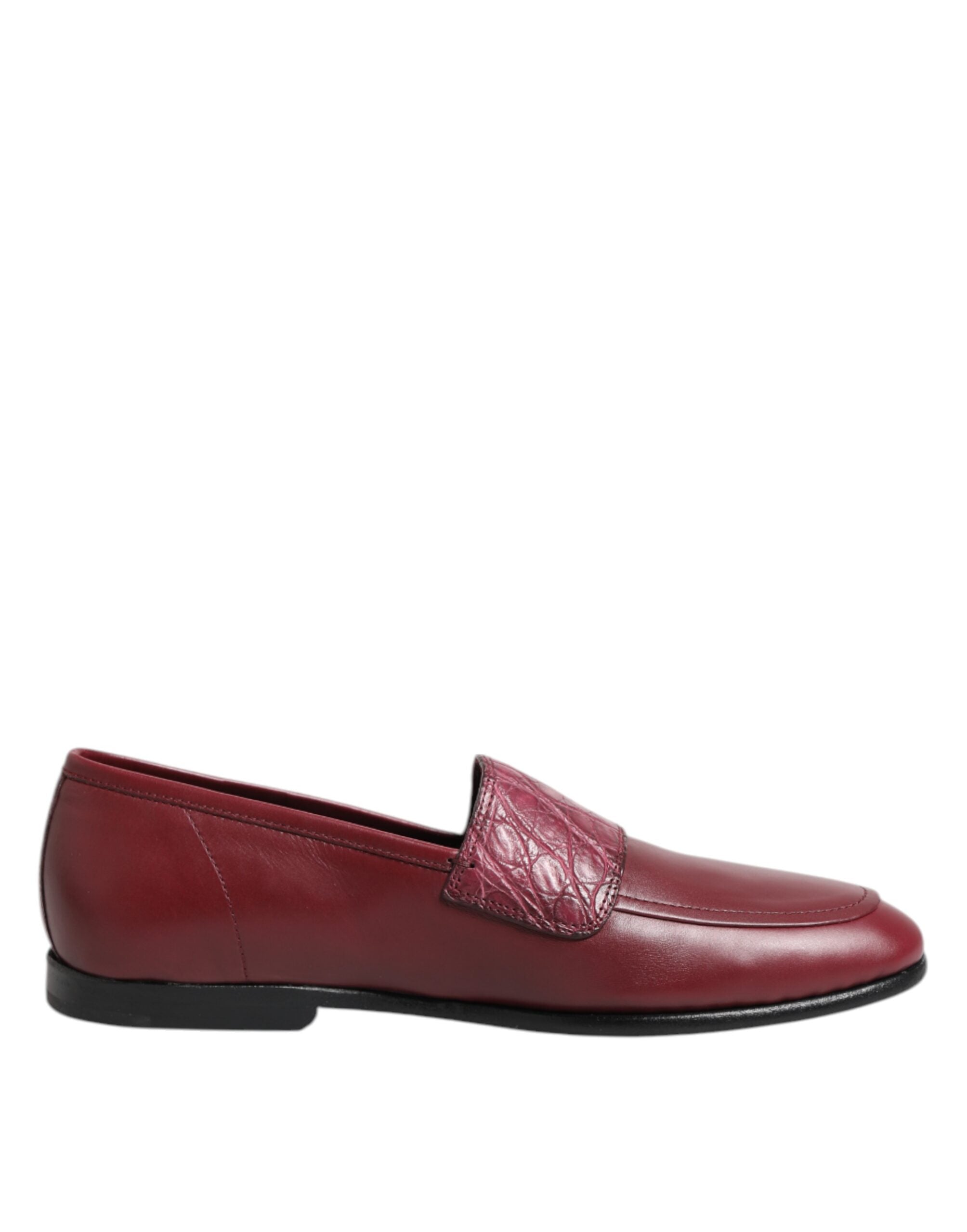 Dolce & Gabbana Burgundy Leather Formal Slip On Men's Shoes