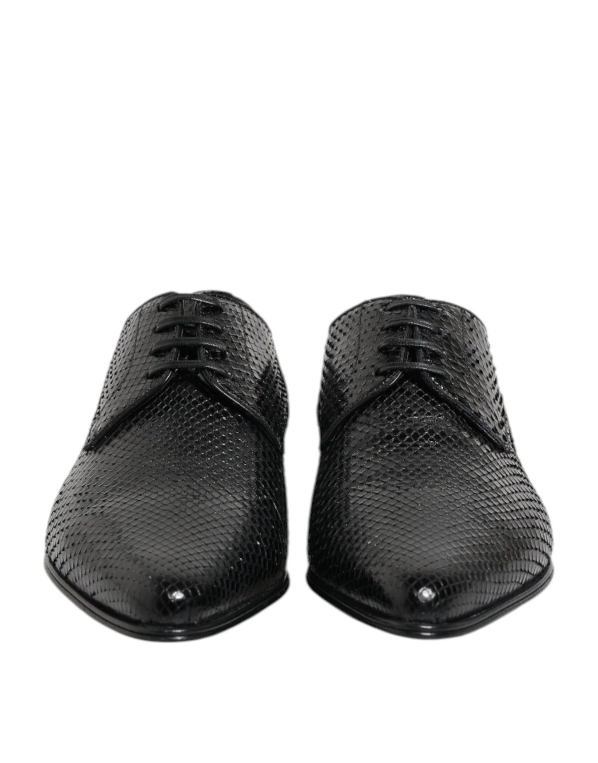 Dolce & Gabbana Black Exotic Leather Lace Up Derby Men's Shoes