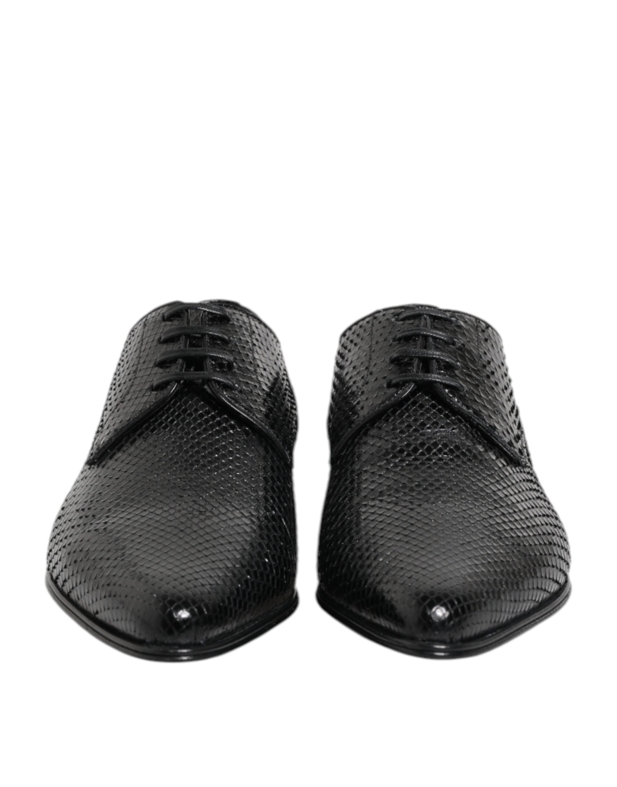 Dolce & Gabbana Black Exotic Leather Lace Up Derby Men's Shoes