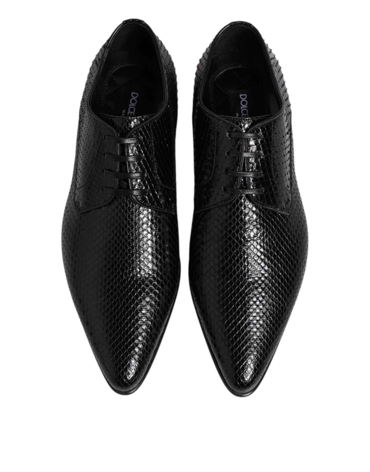 Dolce & Gabbana Black Exotic Leather Lace Up Derby Men's Shoes