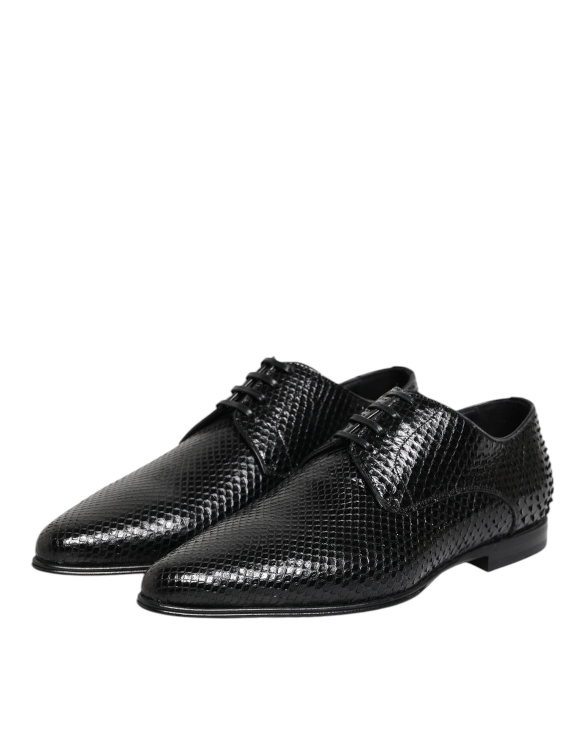 Dolce & Gabbana Black Exotic Leather Lace Up Derby Men's Shoes