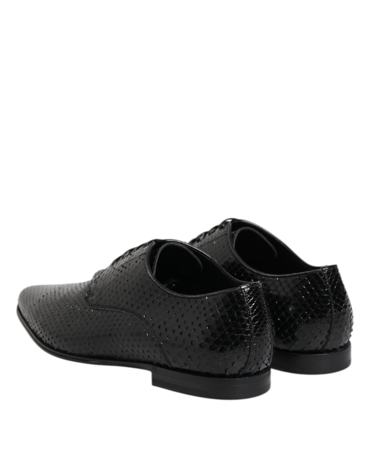 Dolce & Gabbana Black Exotic Leather Lace Up Derby Men's Shoes