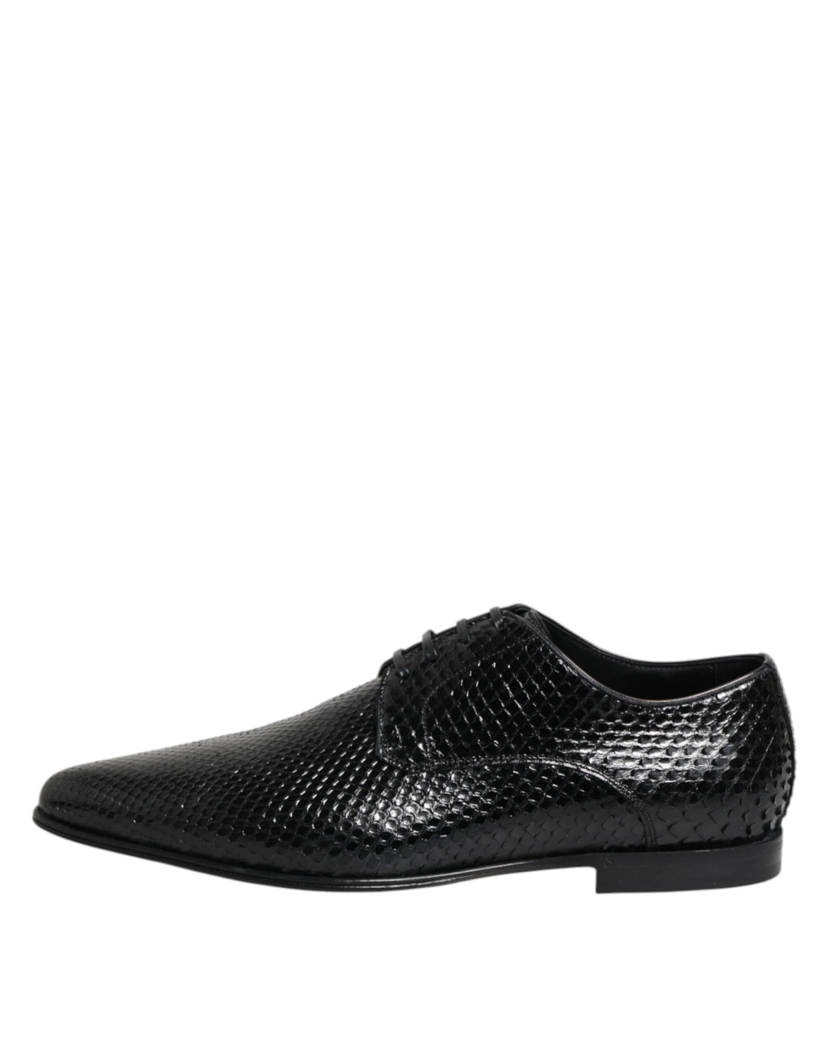Dolce & Gabbana Black Exotic Leather Lace Up Derby Men's Shoes
