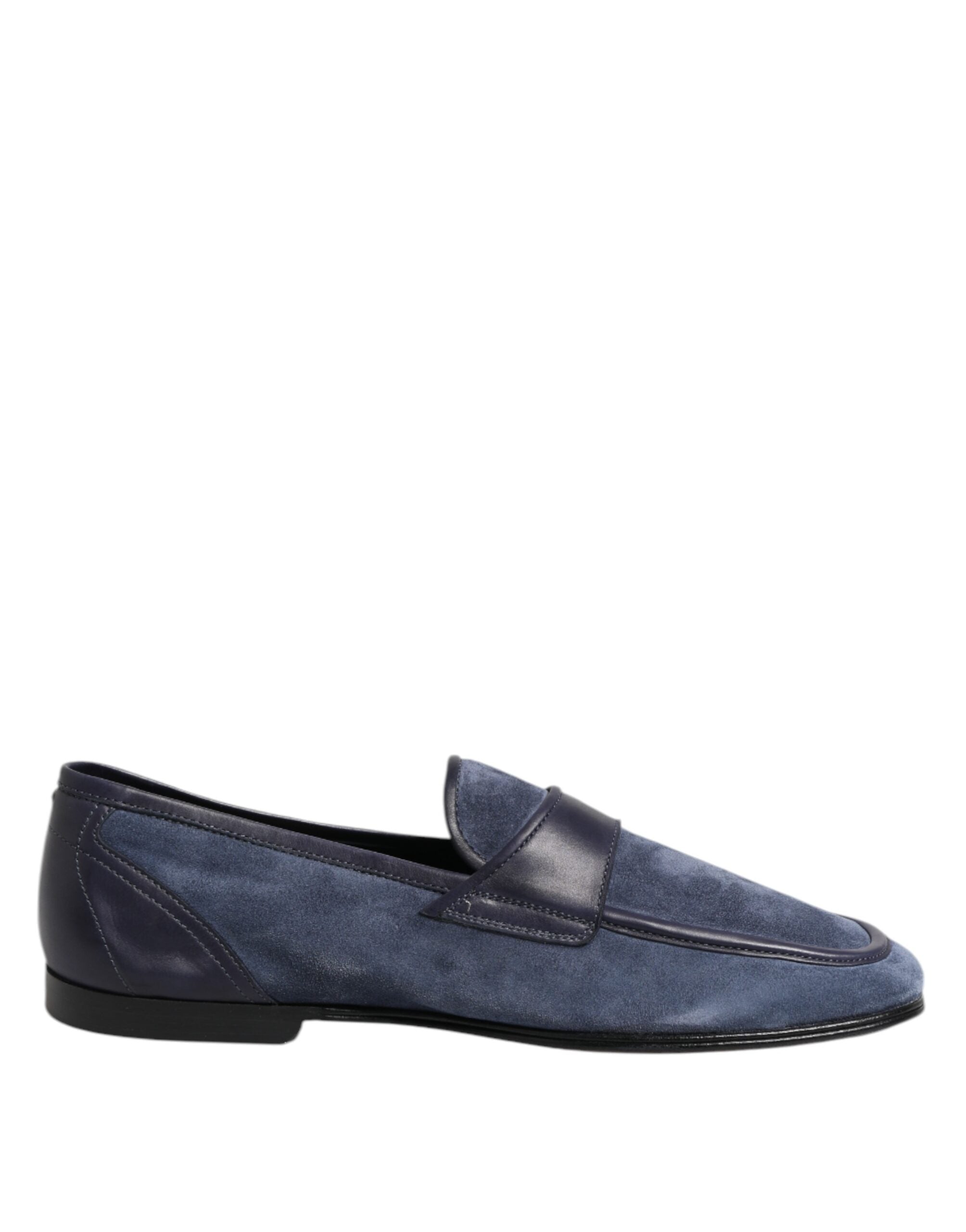 Dolce & Gabbana Blue Suede Leather Loafers Moccasin Men's Shoes