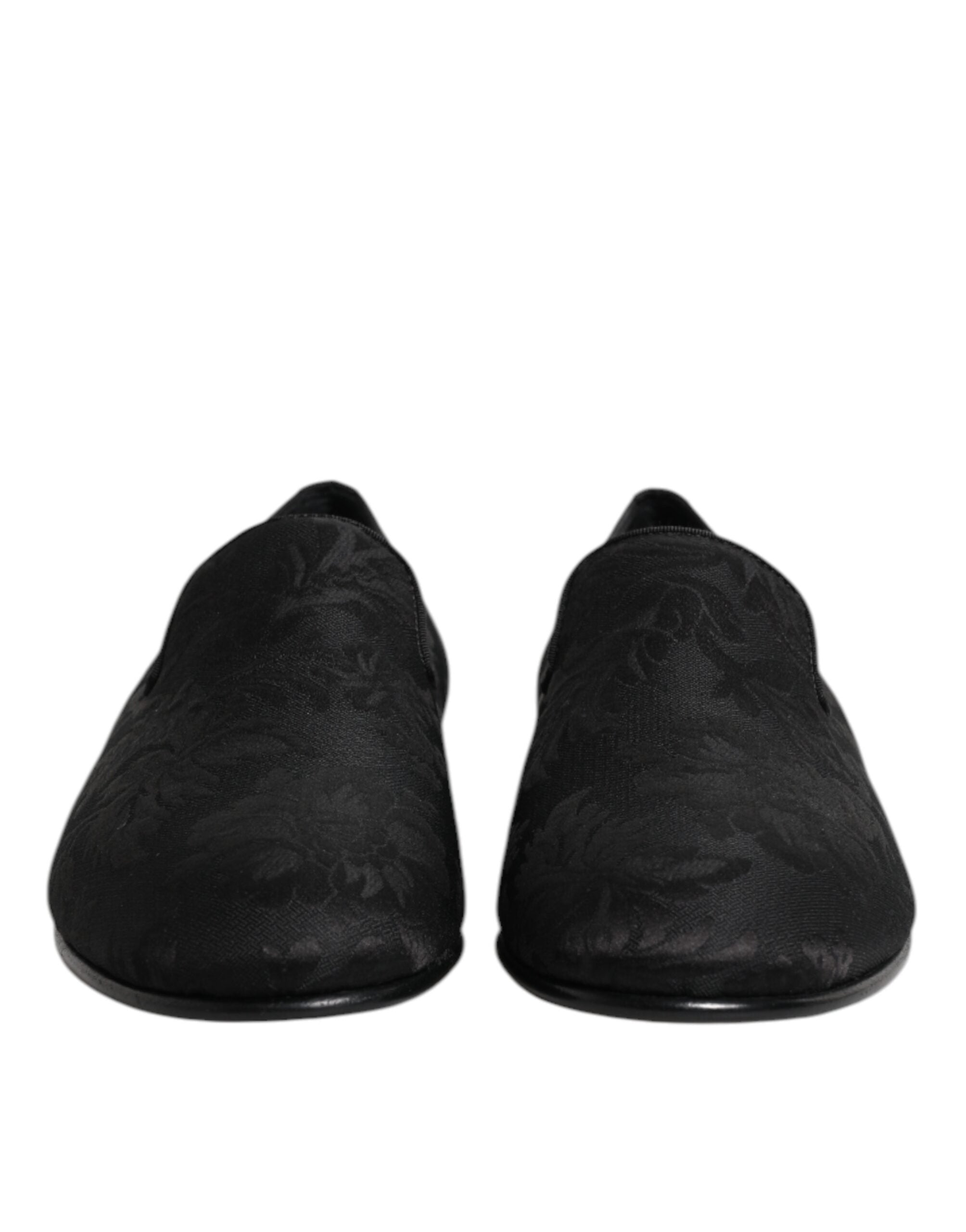 Dolce & Gabbana Black Floral Brocade Loafers Men Dress Men's Shoes