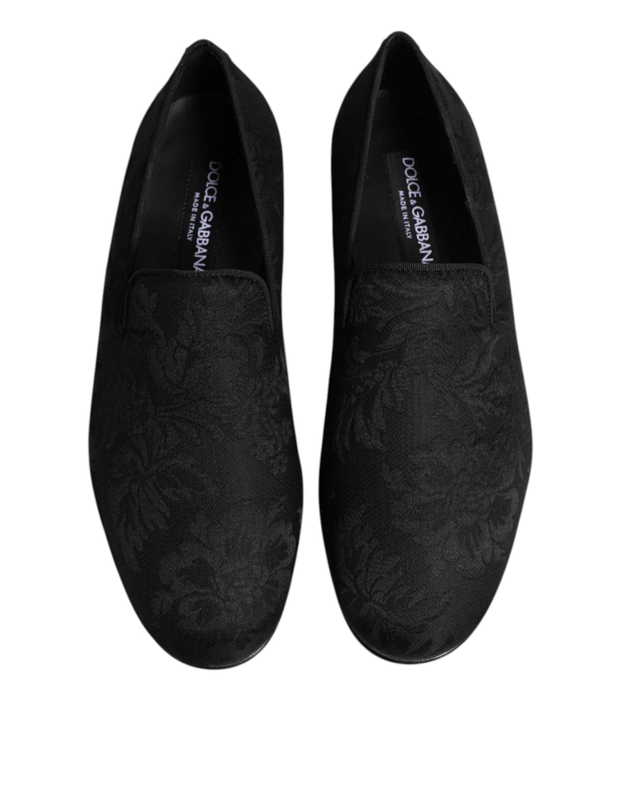 Dolce & Gabbana Black Floral Brocade Loafers Men Dress Men's Shoes