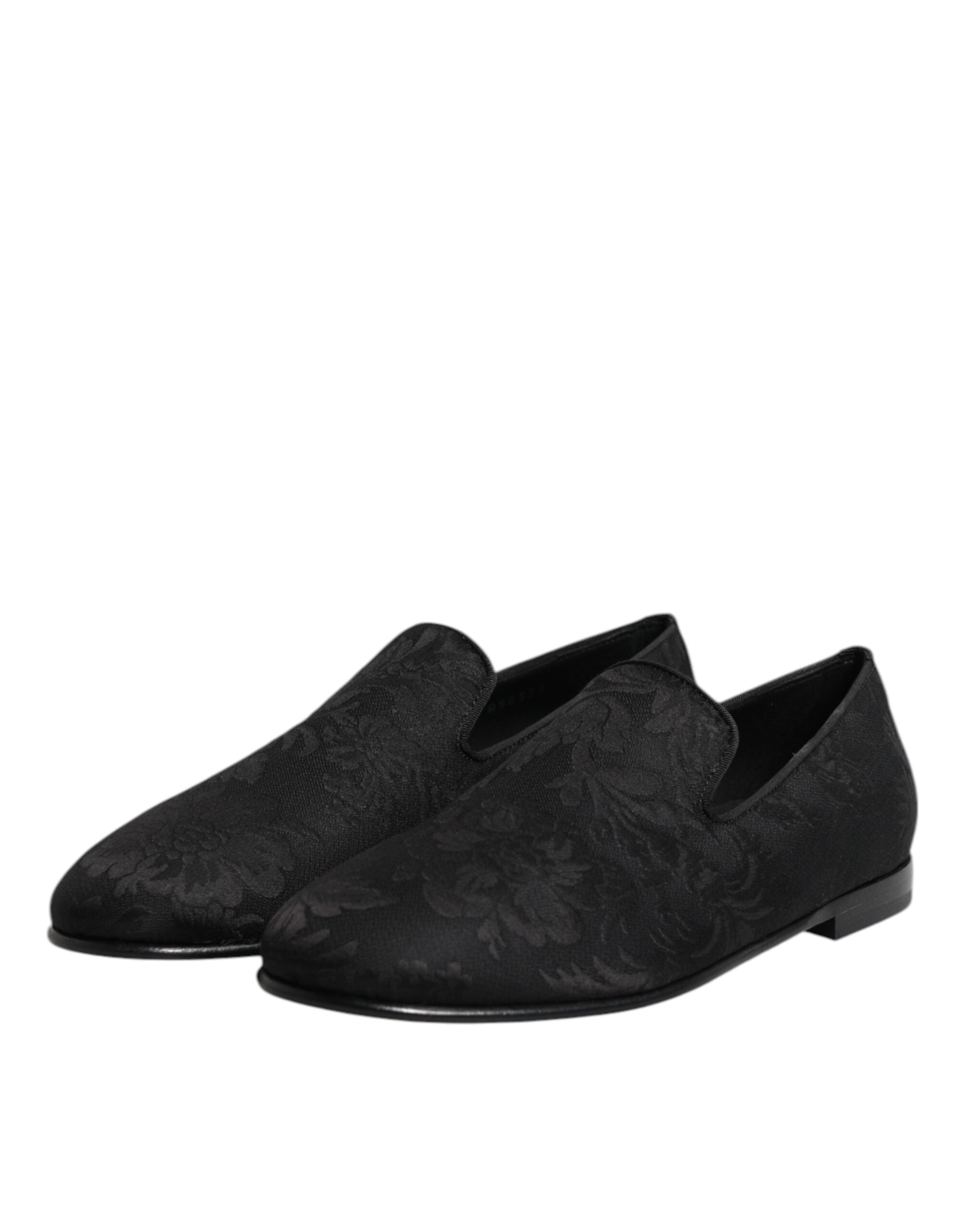 Dolce & Gabbana Black Floral Brocade Loafers Men Dress Men's Shoes
