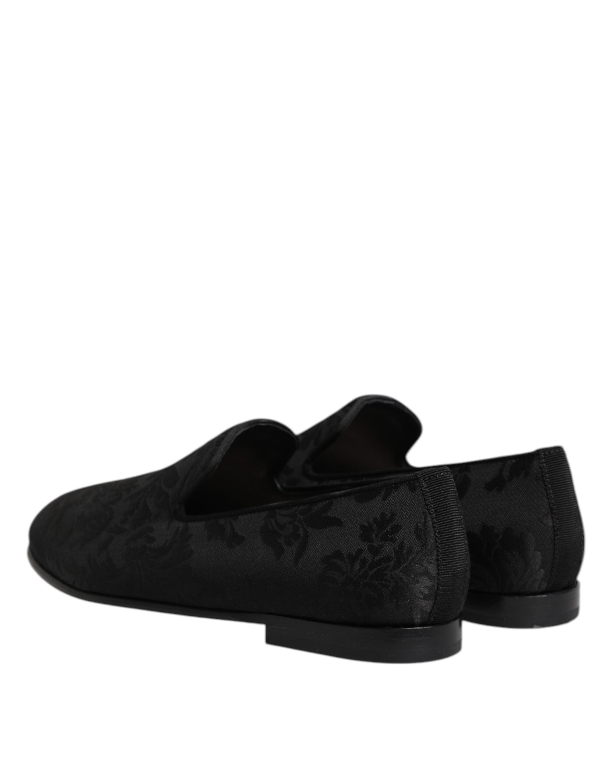 Dolce & Gabbana Black Floral Brocade Loafers Men Dress Men's Shoes