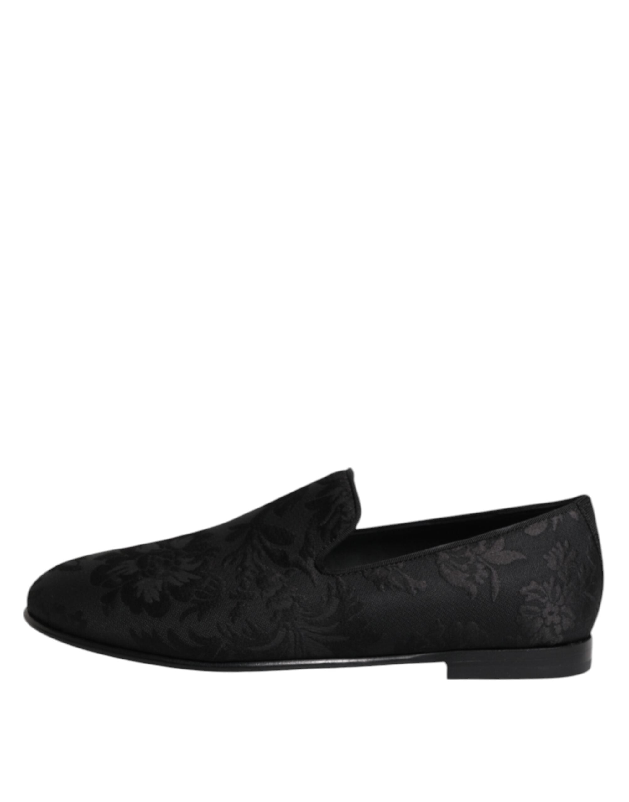Dolce & Gabbana Black Floral Brocade Loafers Men Dress Men's Shoes