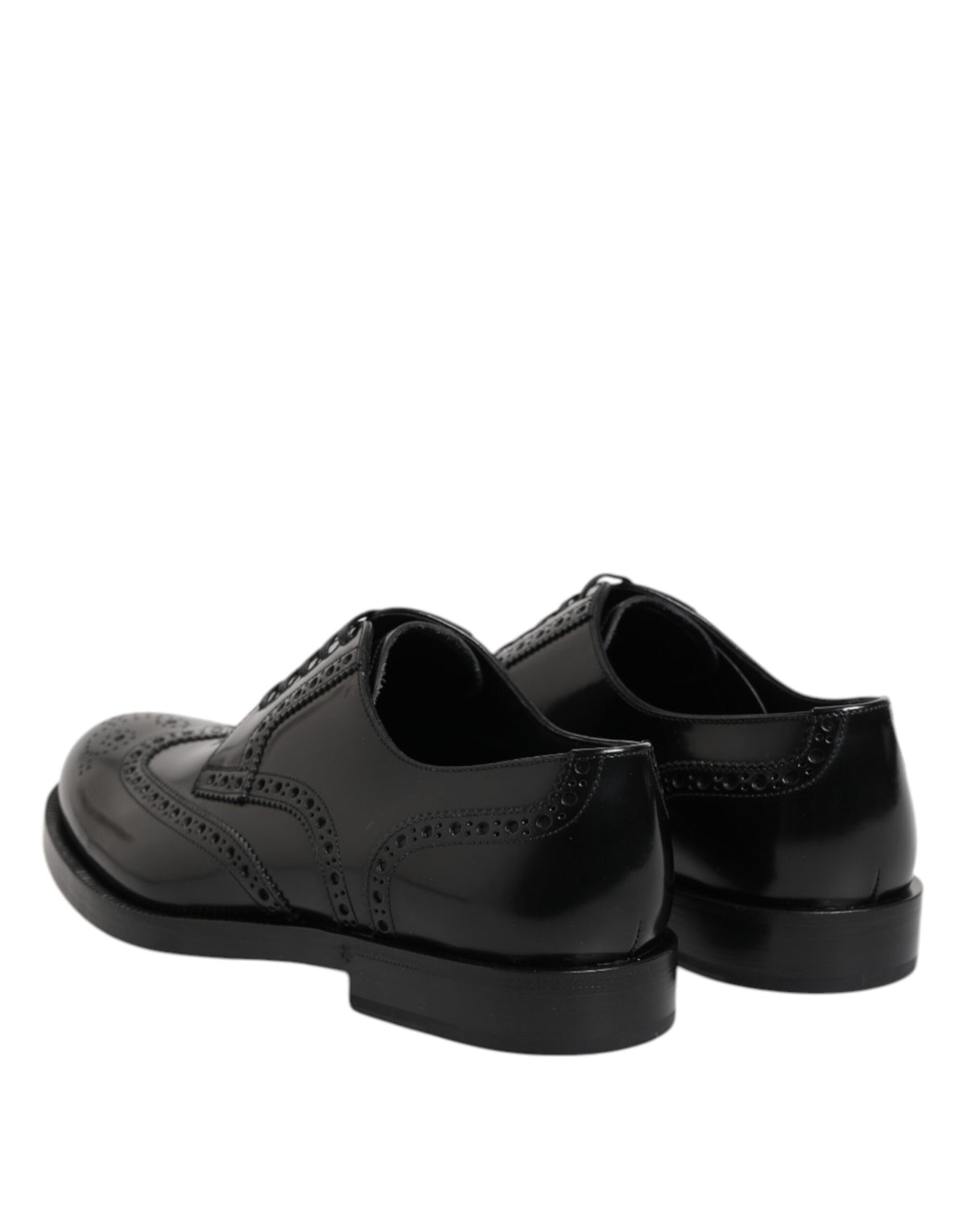 Dolce & Gabbana Black Leather Derby Wingtip Formal Men's Shoes