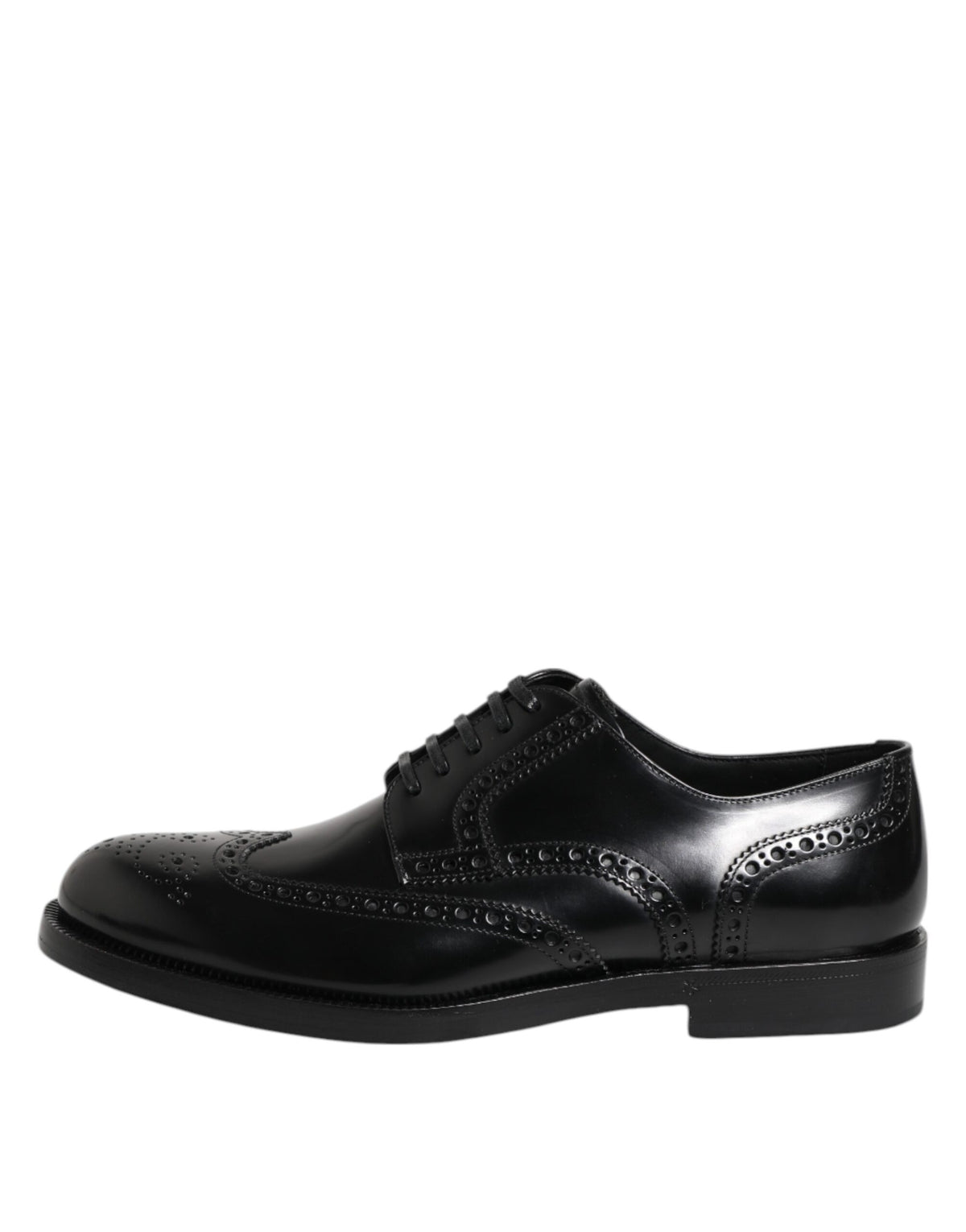 Dolce & Gabbana Black Leather Derby Wingtip Formal Men's Shoes