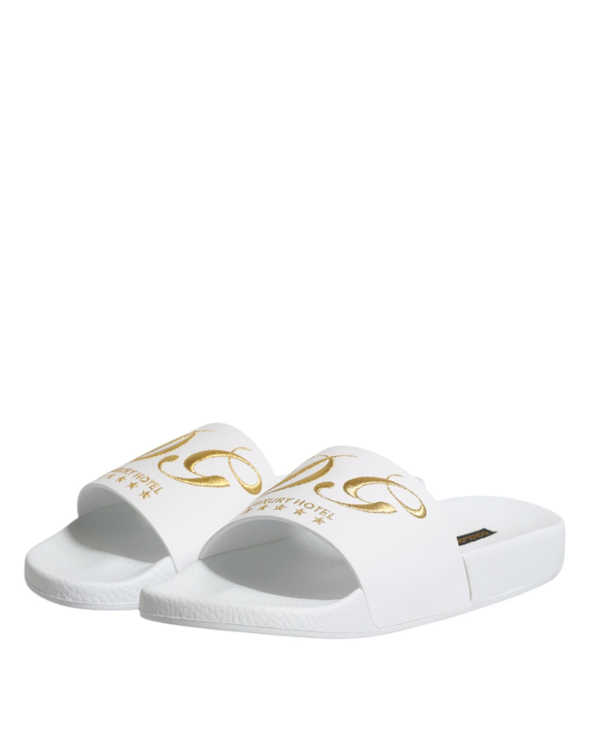 Dolce & Gabbana White Leather Slides Sandals Beachwear Men's Shoes