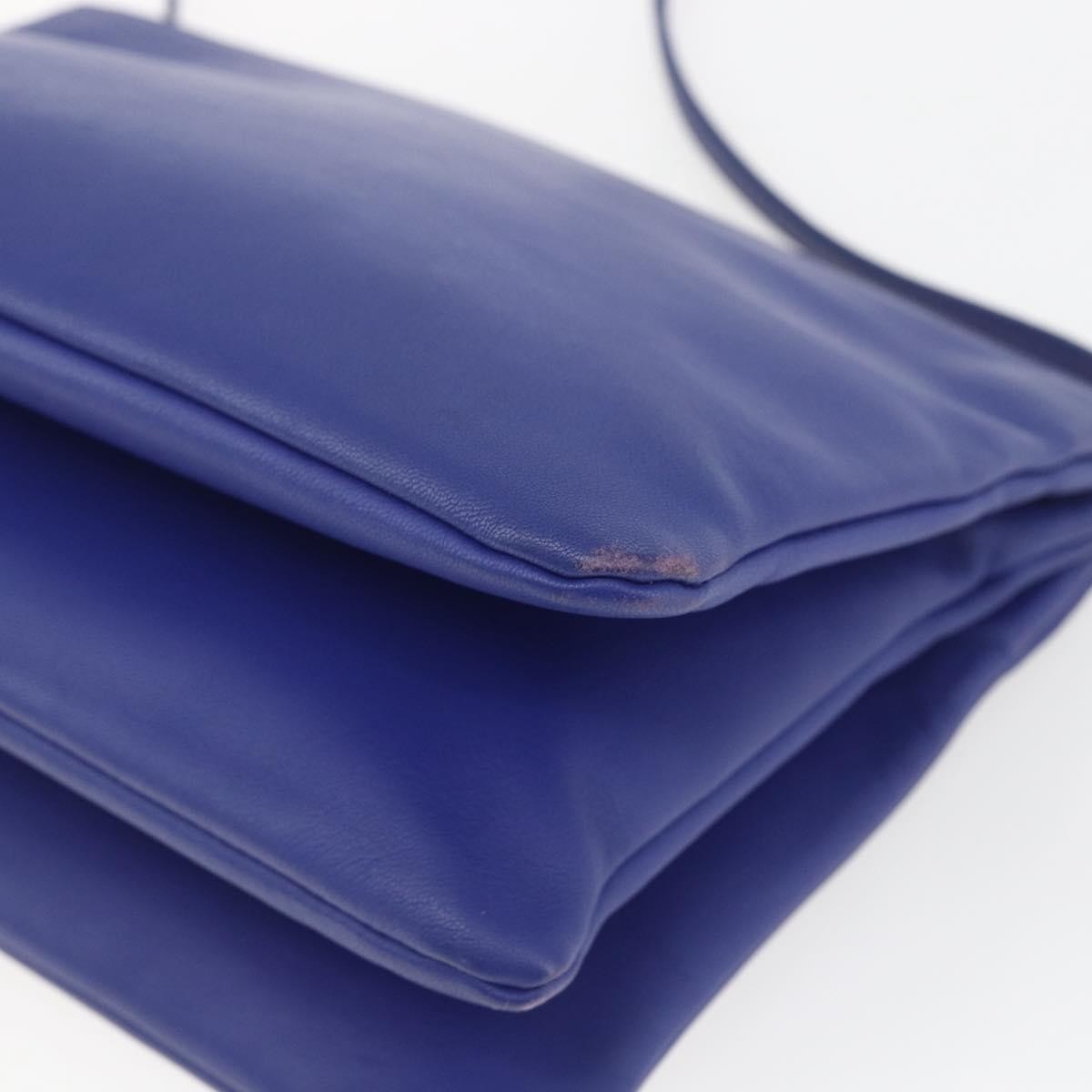Celine Trio Leather Blue Leather Shoulder Bag Bag (Pre-Owned)