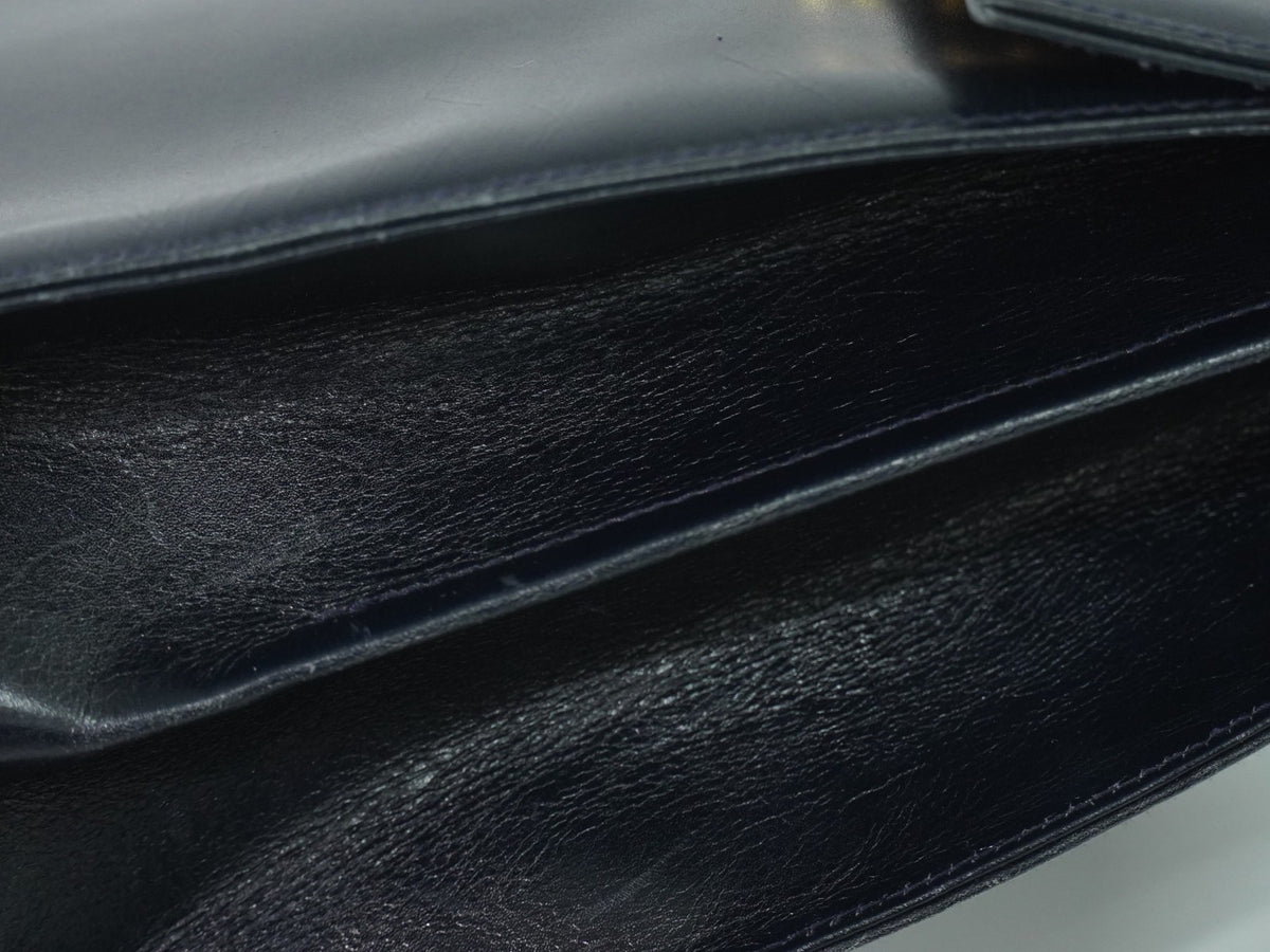 Salvatore Ferragamo Convertible Top Handle Leather Navy Leather Handbag (Pre-Owned)