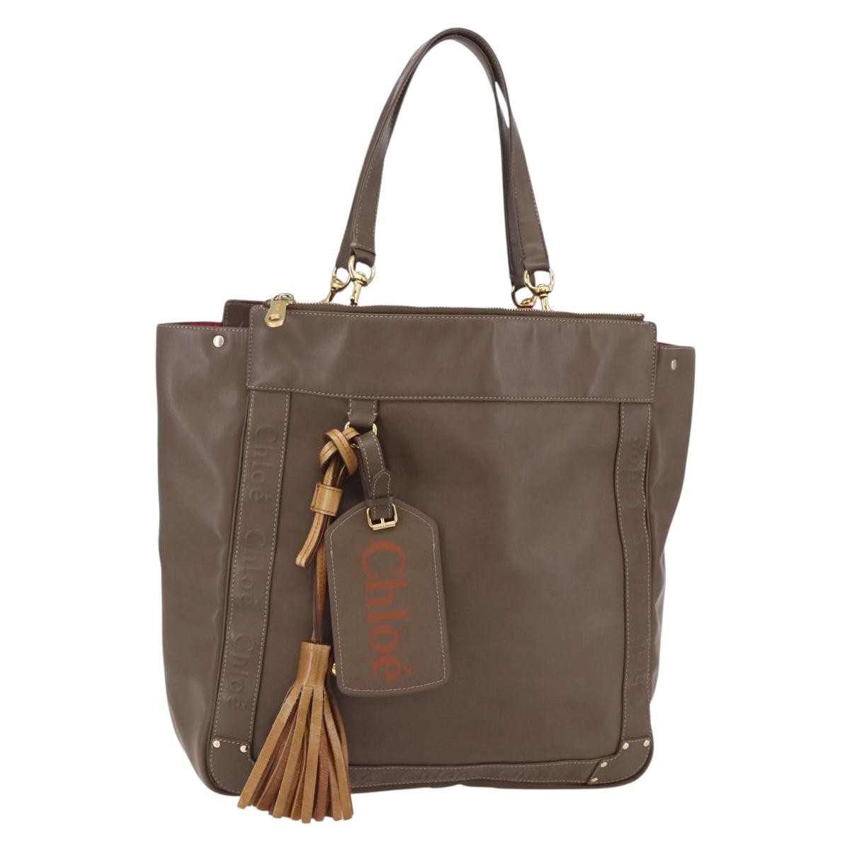 Chloe Eden Leather Brown Leather Tote Bag Bag (Pre-Owned)