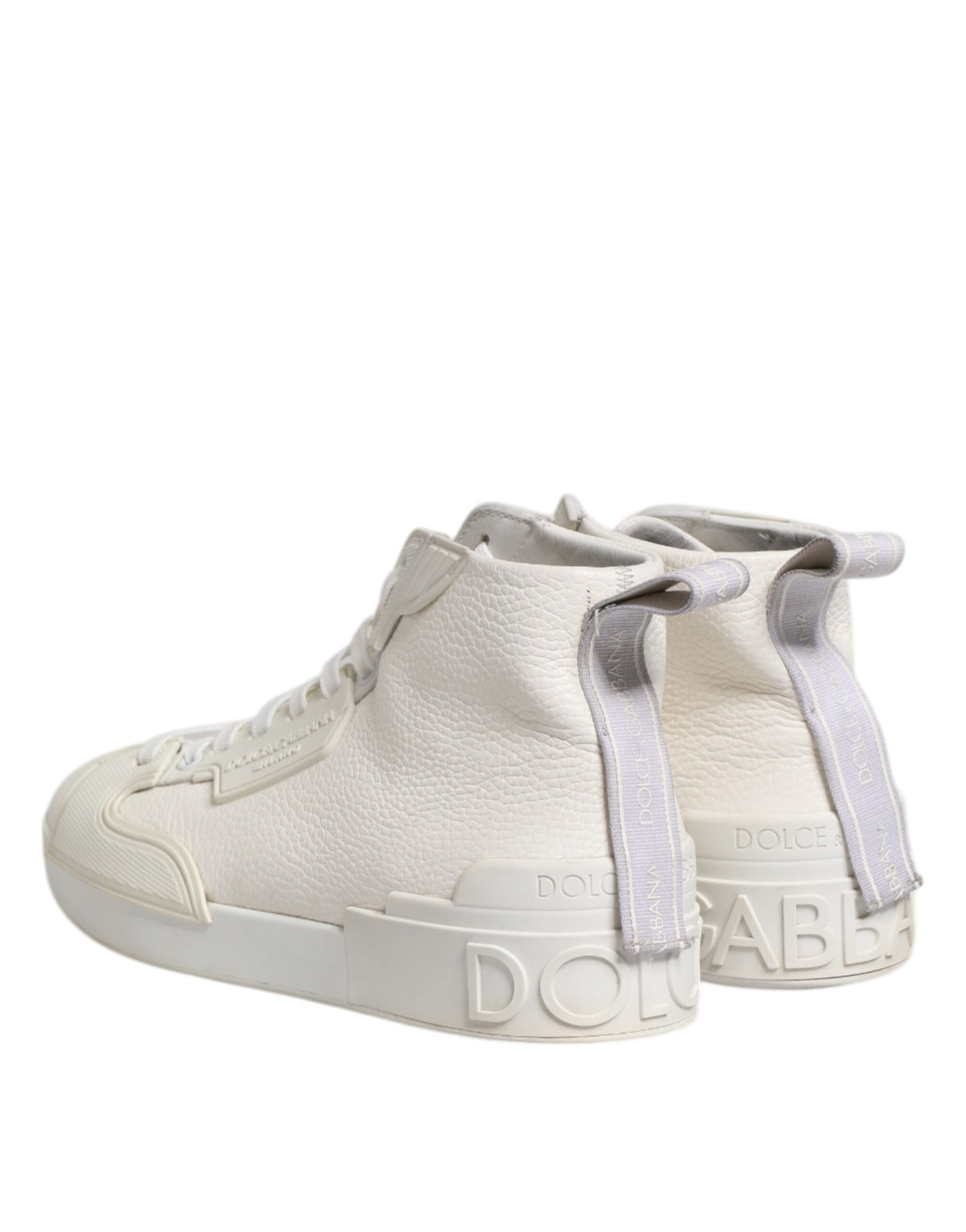 Dolce & Gabbana White Leather Mid Top Sneakers Men's Shoes (Pre-Owned)