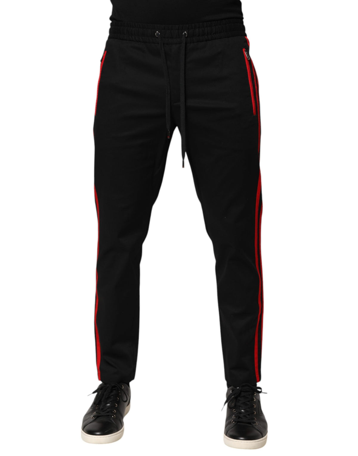 Dolce & Gabbana Red Stripe Cotton Logo Jogger SweatMen's Men's Pants