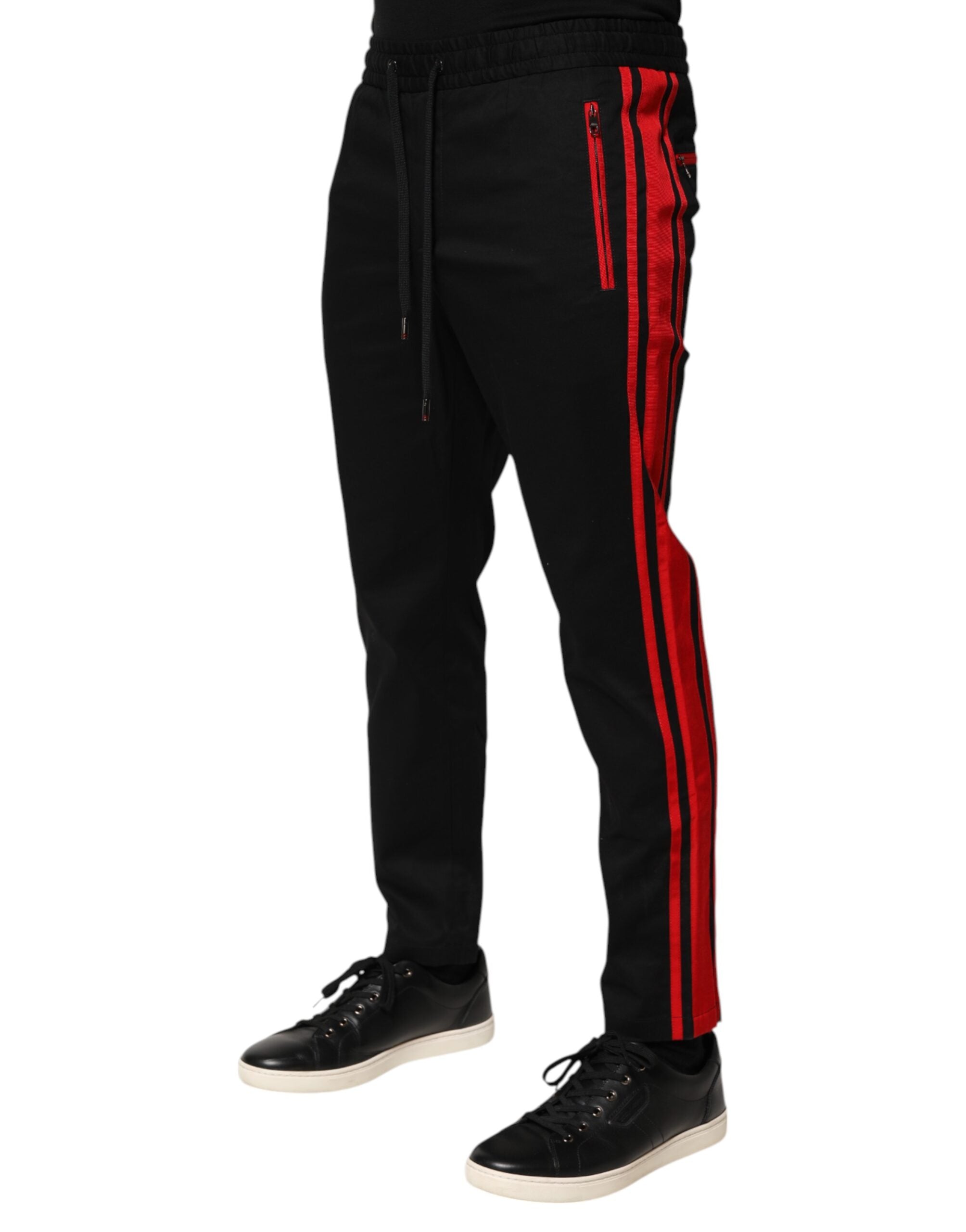 Dolce & Gabbana Red Stripe Cotton Logo Jogger SweatMen's Men's Pants