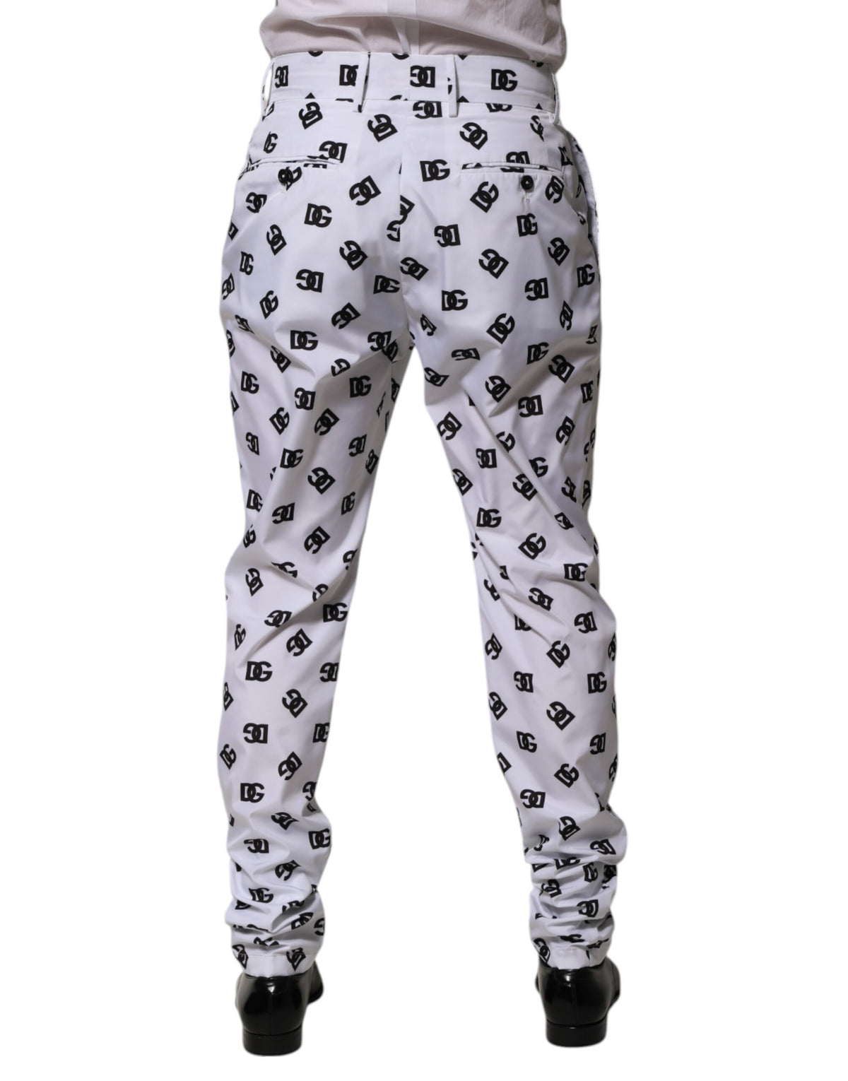 Dolce & Gabbana White Logo Cotton Skinny Denim Trouser Men's Pants