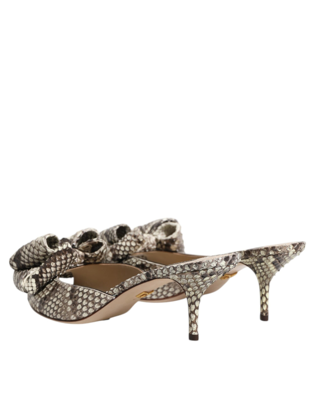 Dolce & Gabbana Multicolor Keira Bow Leather Peep Toe Mules Women's Shoes