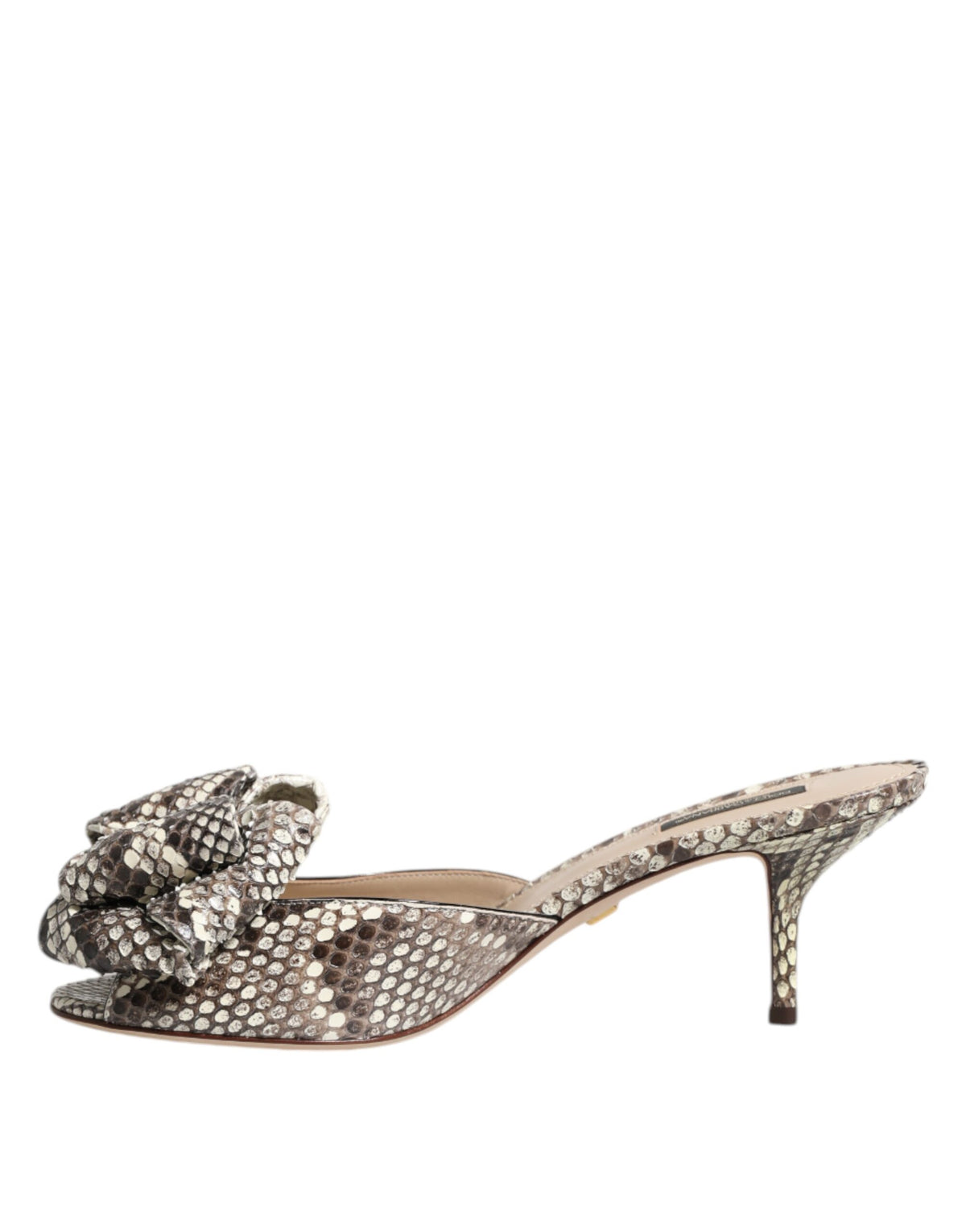 Dolce & Gabbana Multicolor Keira Bow Leather Peep Toe Mules Women's Shoes