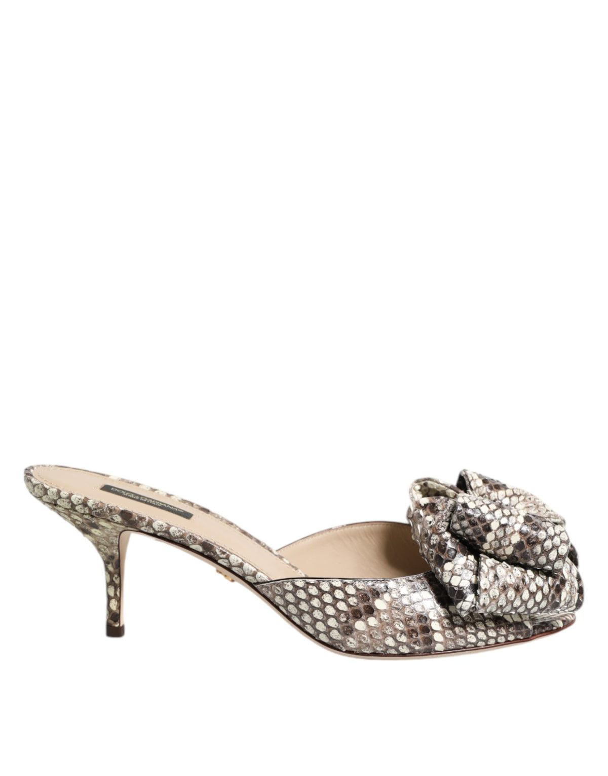 Dolce & Gabbana Multicolor Keira Bow Leather Peep Toe Mules Women's Shoes