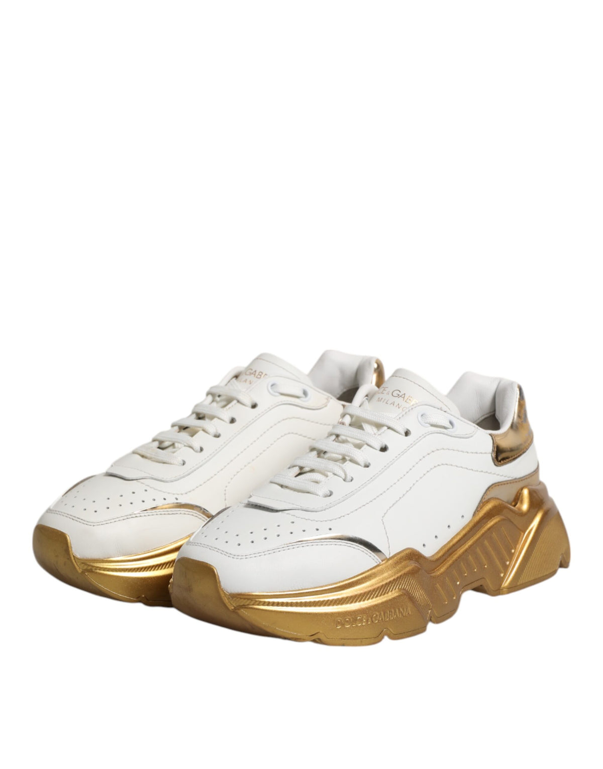 Dolce & Gabbana White Gold Daymaster Low Top Sneakers Women's Shoes (Pre-Owned)