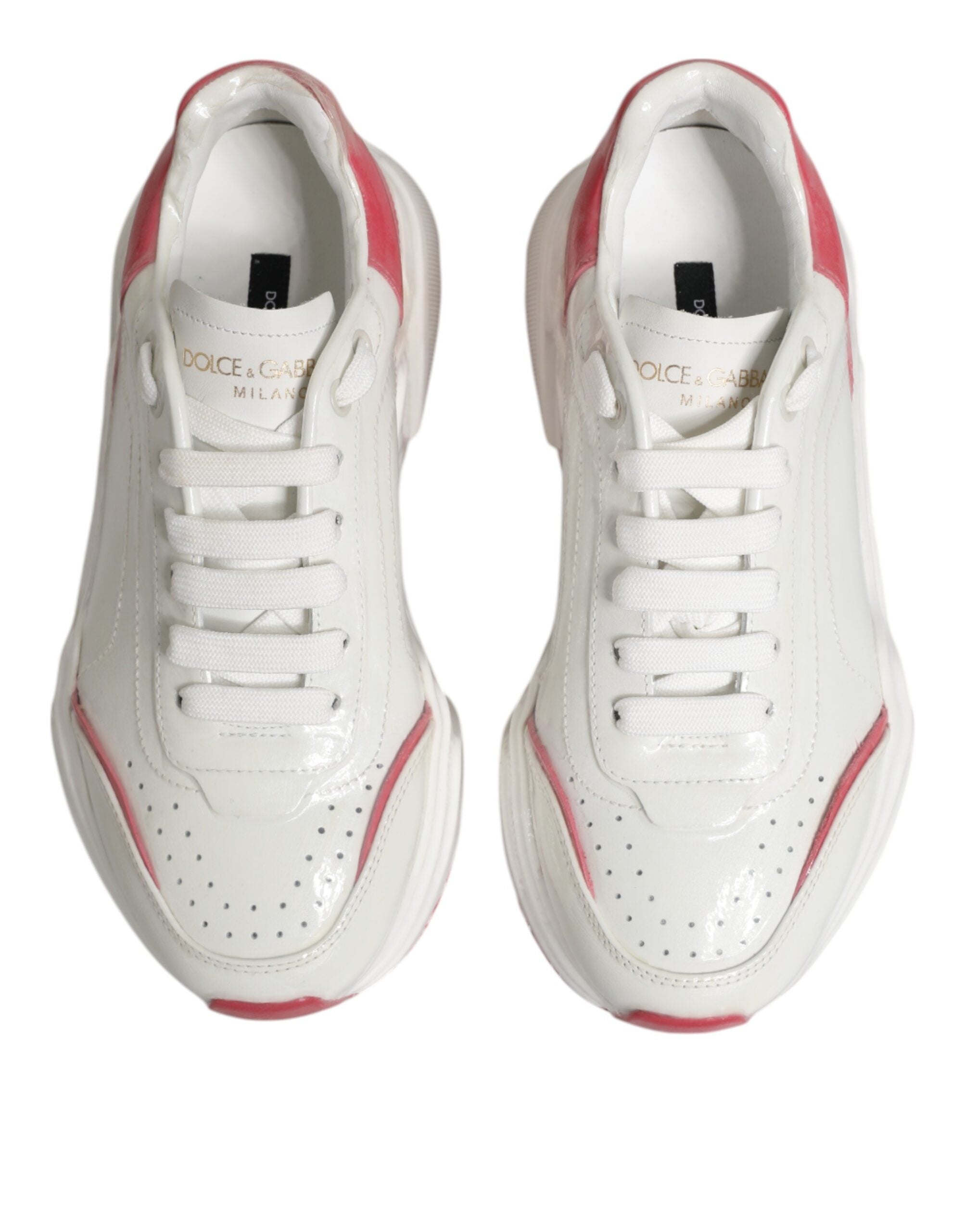 Dolce & Gabbana White Pink Daymaster Low Top Sneakers Women's Shoes