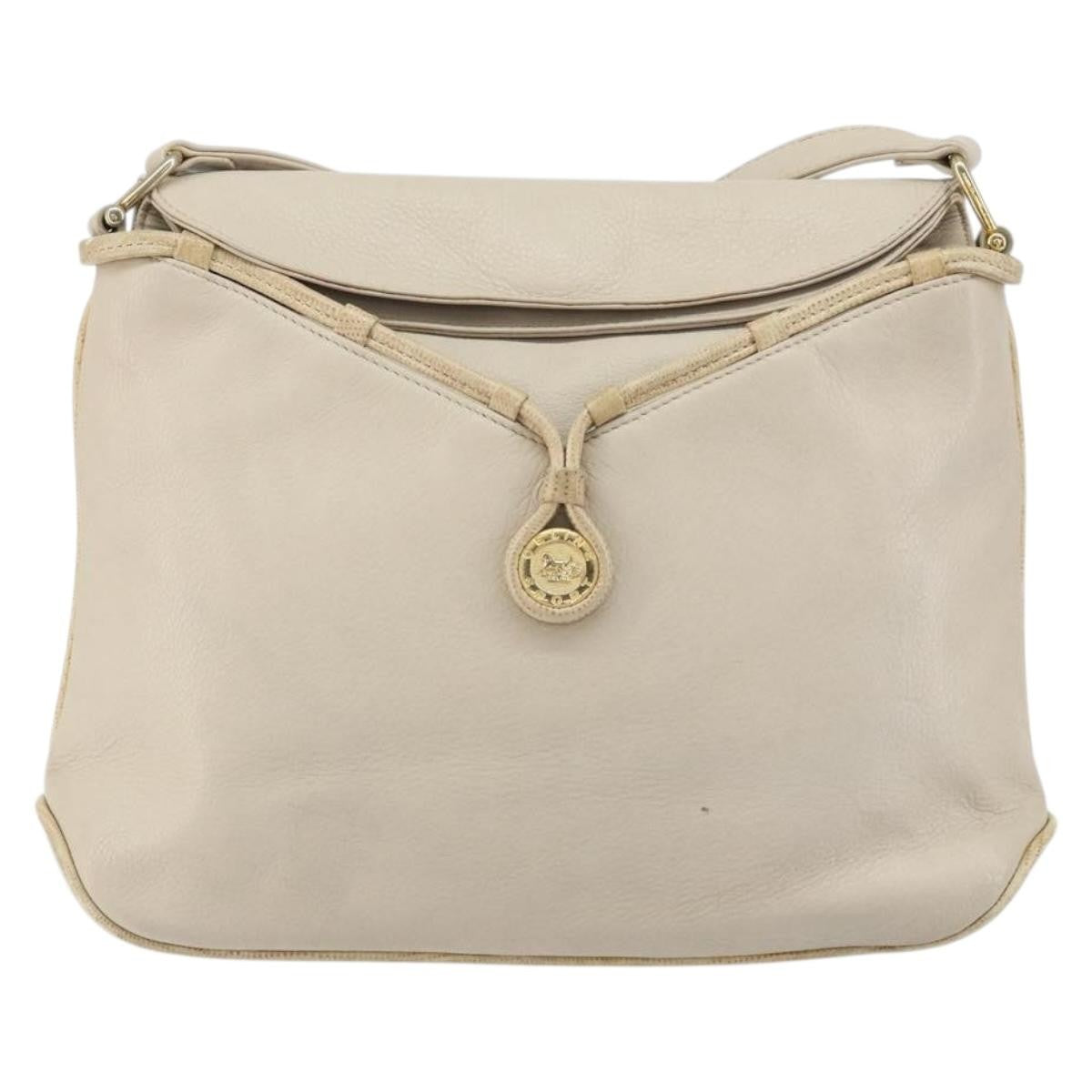 Celine Vintage Leather Beige Leather Shoulder Bag Bag (Pre-Owned)
