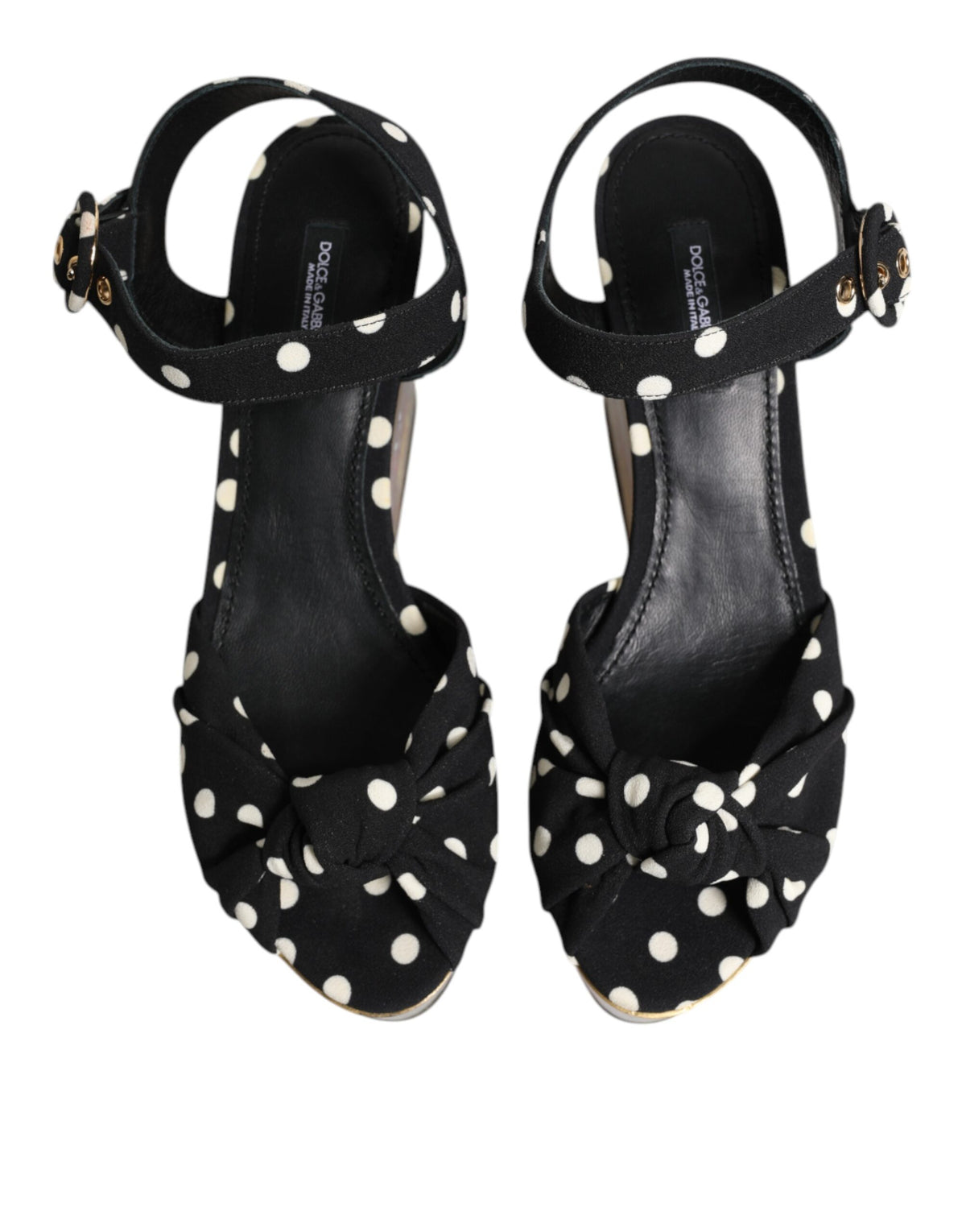 Dolce & Gabbana Multicolor Fish Polka Dot Wedge Sandals Women's Shoes