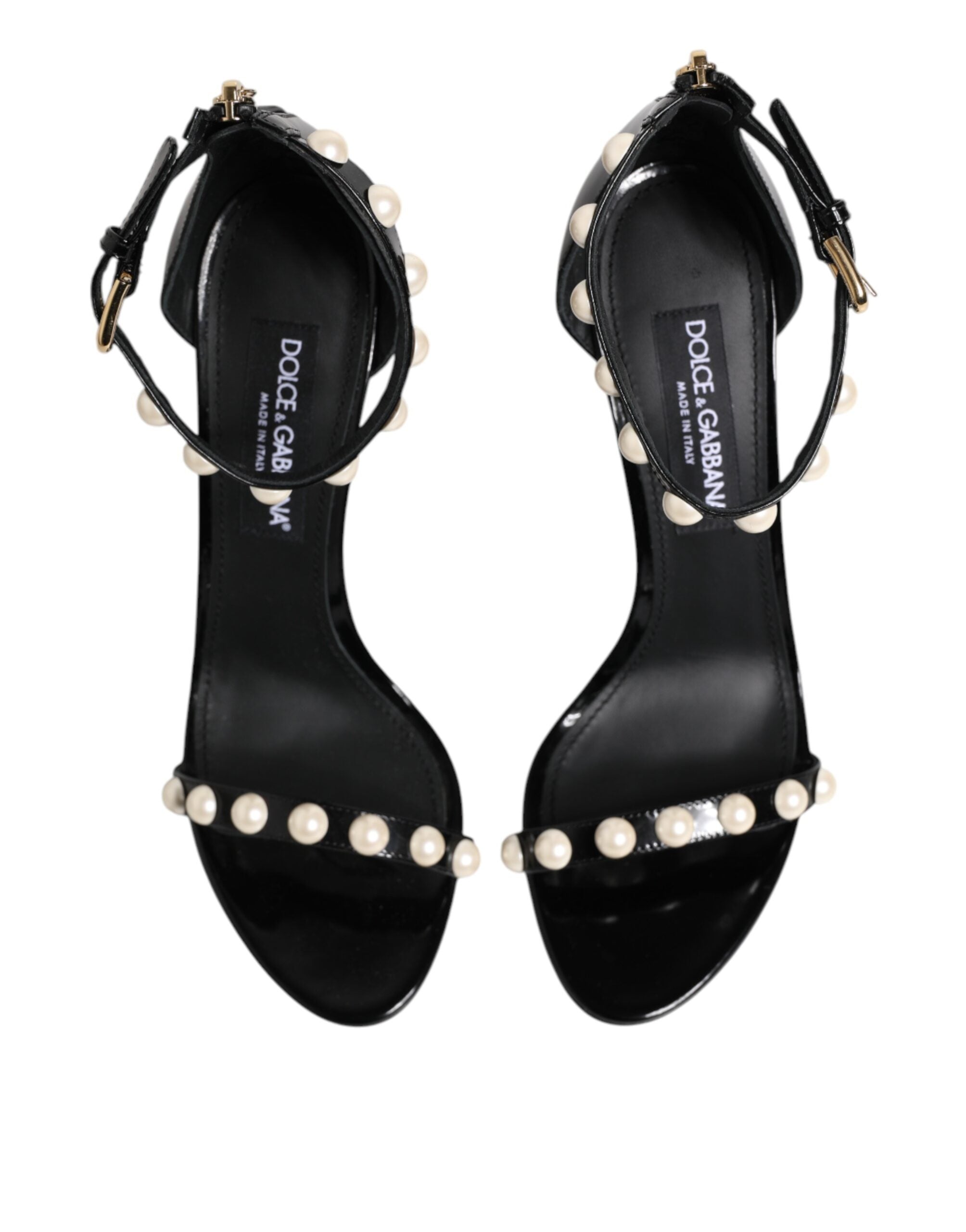 Dolce & Gabbana Black KEIRA Pearl Embellished Sandals Women's Shoes