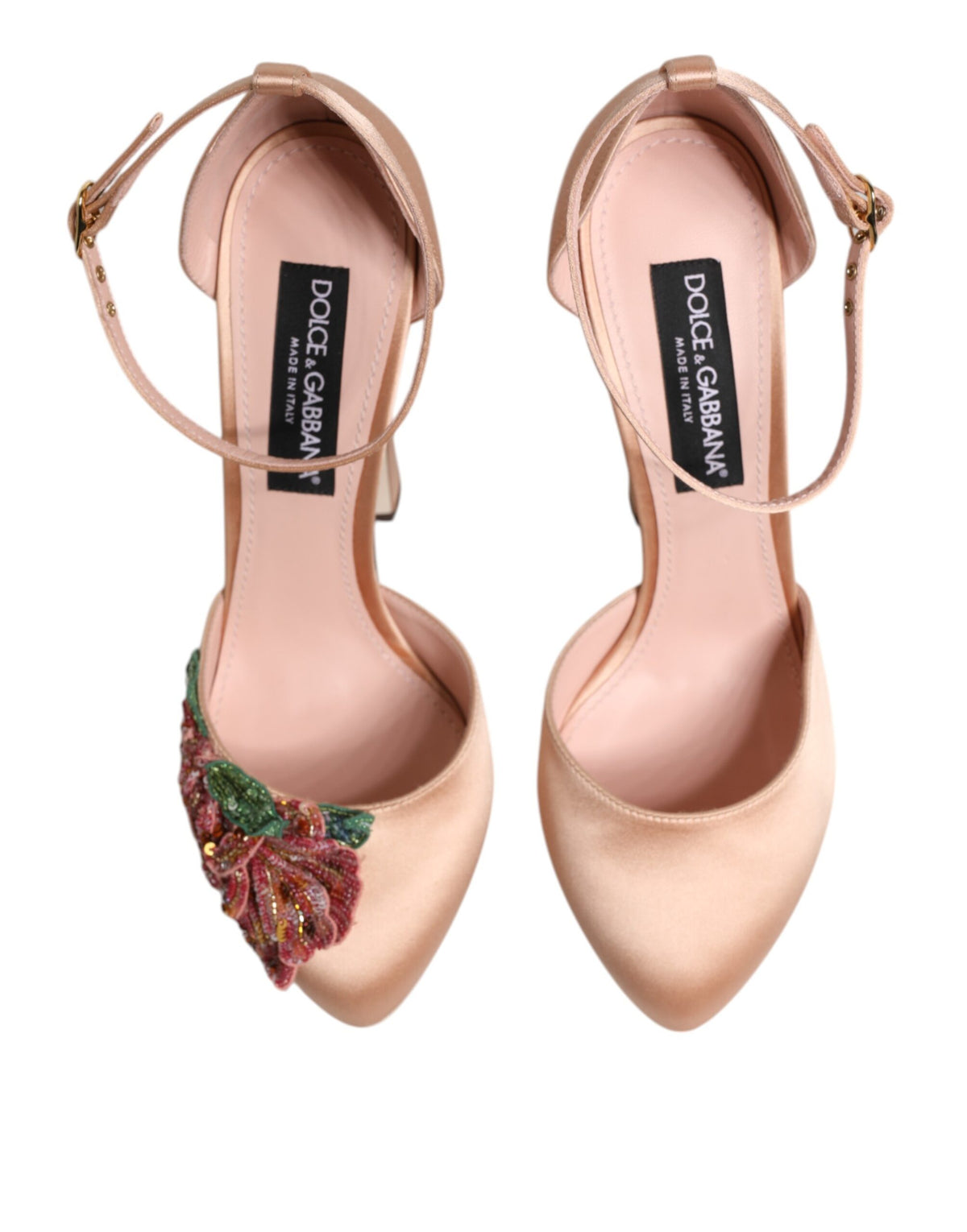 Dolce & Gabbana Pink Block Heels Ankle Strap Sandals Women's Shoes