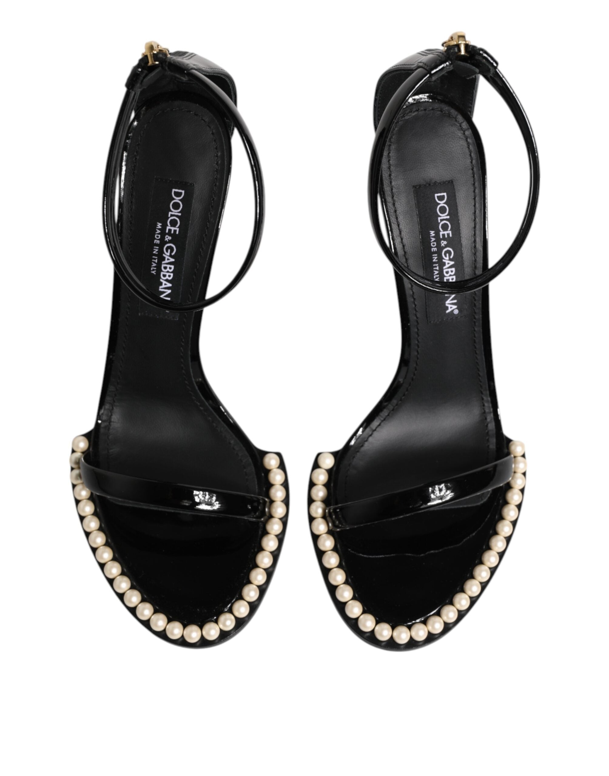 Dolce & Gabbana Black KEIRA Pearl Embellished Sandals Women's Shoes (Pre-Owned)