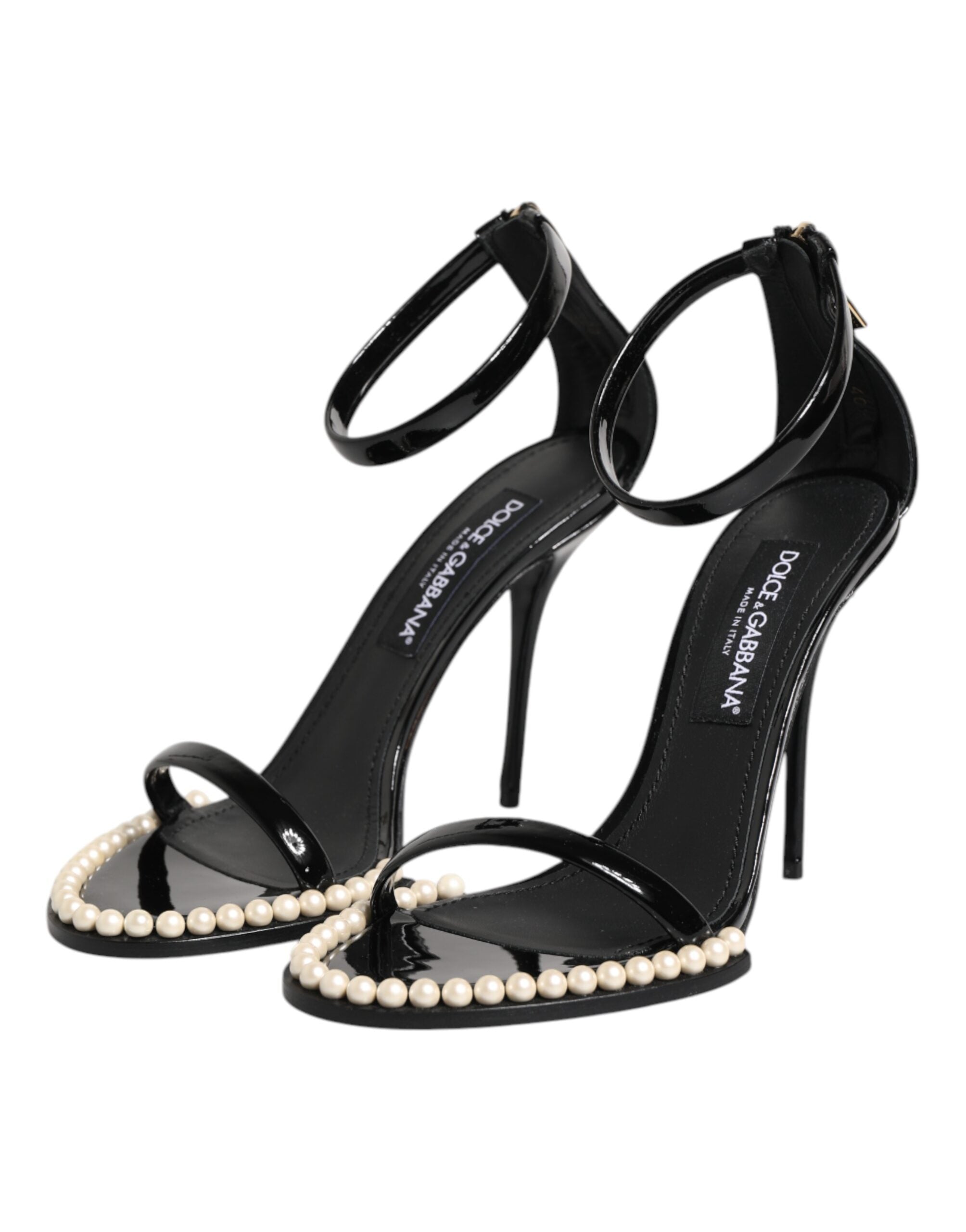 Dolce & Gabbana Black KEIRA Pearl Embellished Sandals Women's Shoes (Pre-Owned)