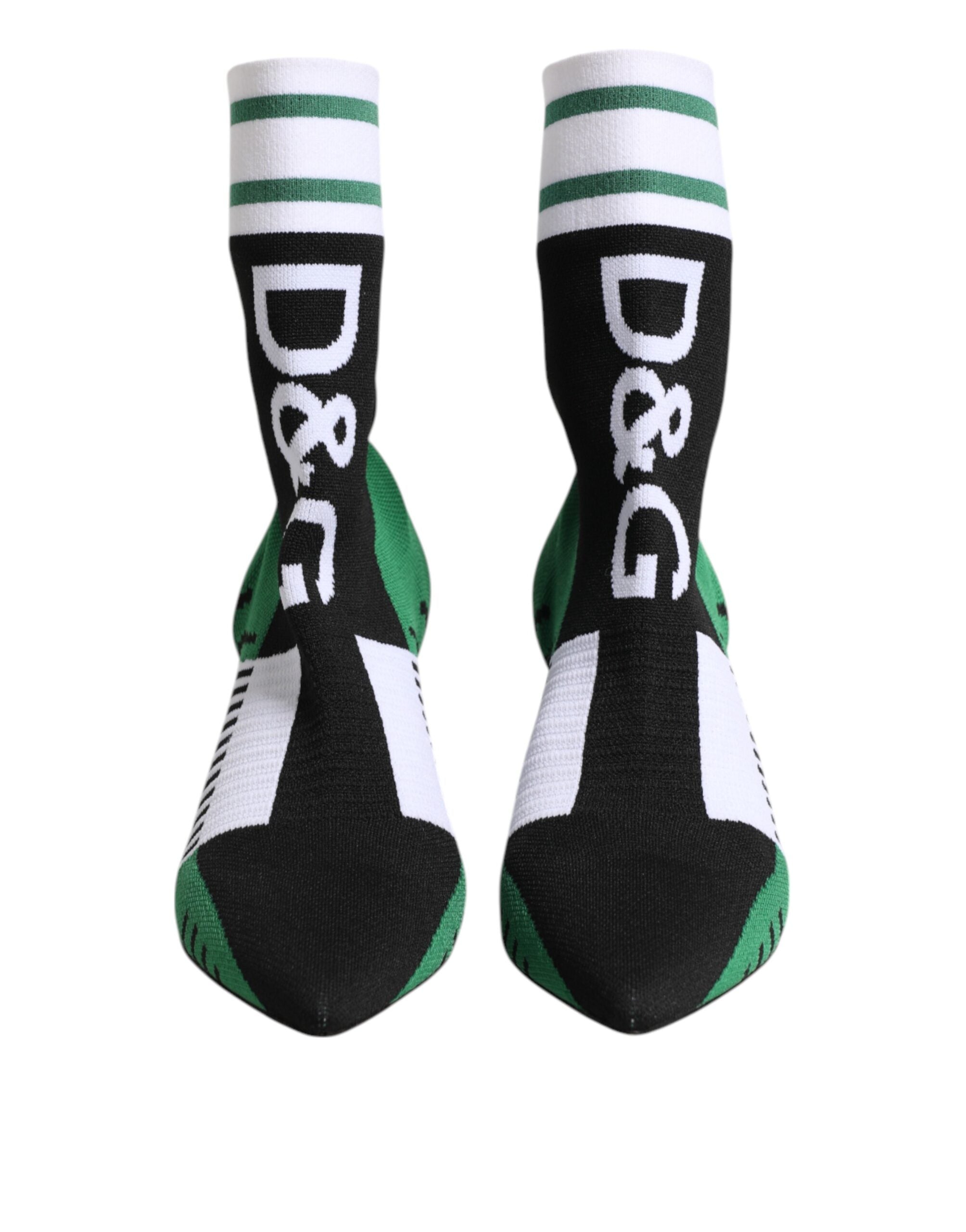 Dolce & Gabbana Green Stretch Sock Style Ankle Boots Women's Shoes