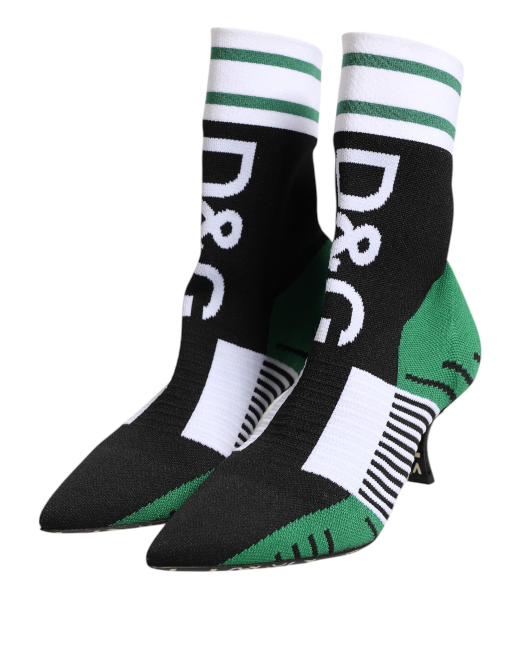 Dolce & Gabbana Green Stretch Sock Style Ankle Boots Women's Shoes