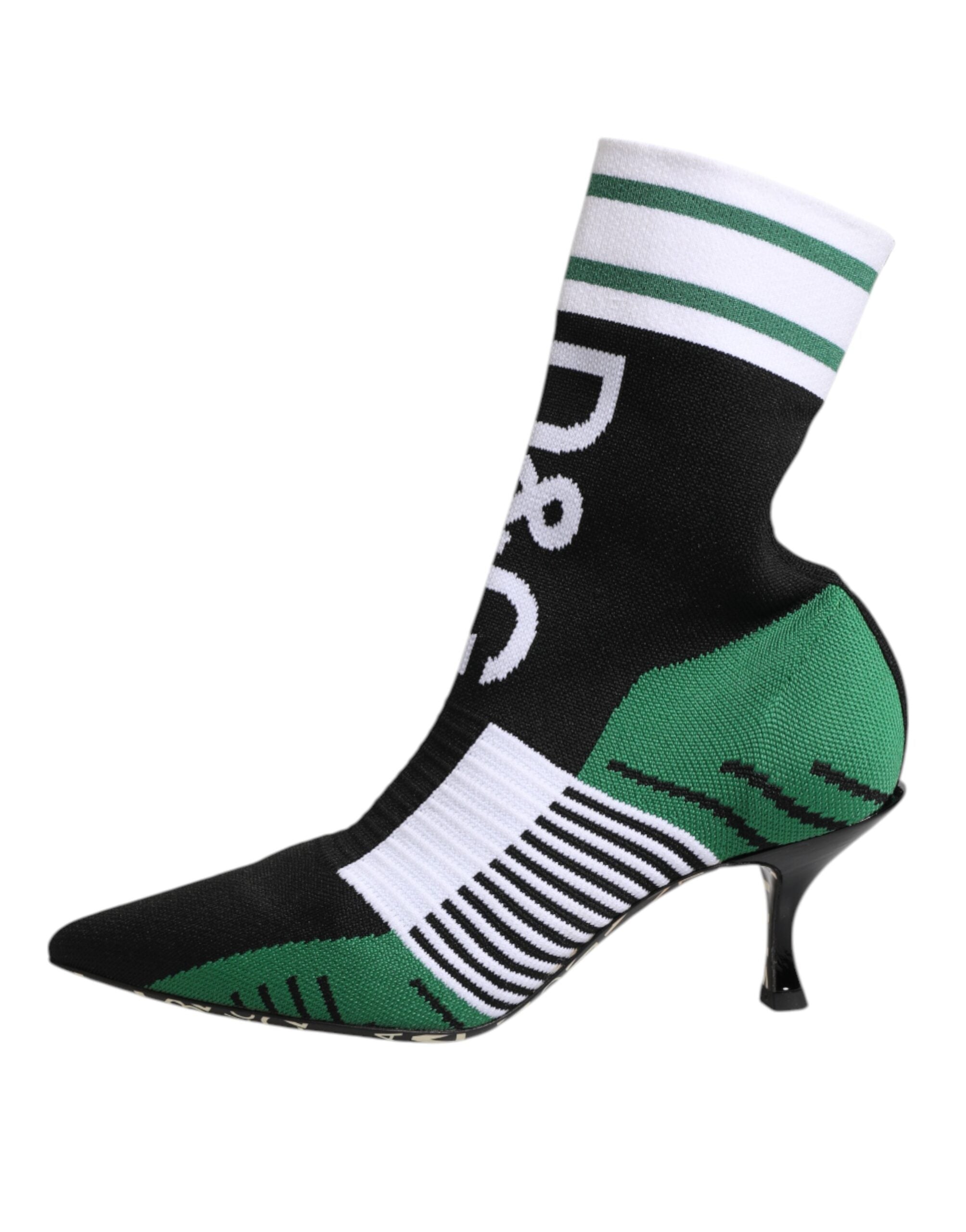 Dolce & Gabbana Green Stretch Sock Style Ankle Boots Women's Shoes