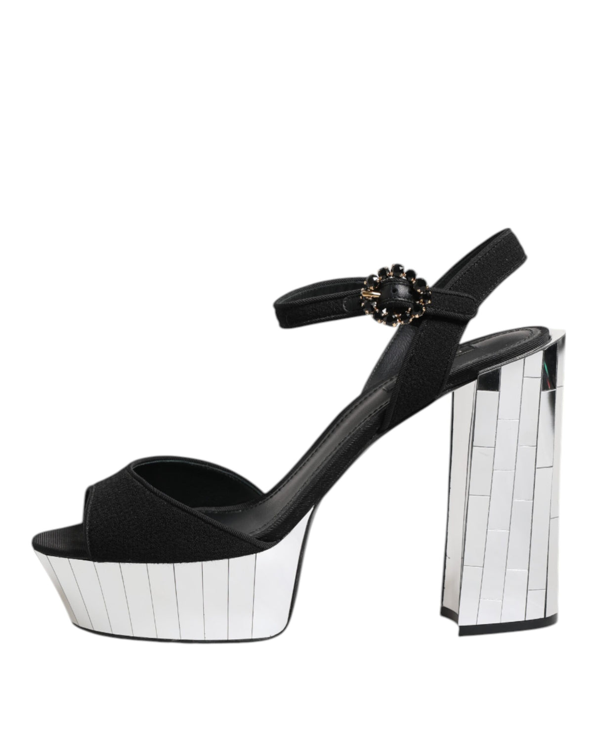 Dolce & Gabbana Black Crystal Ankle Strap Keira Sandal Women's Shoes