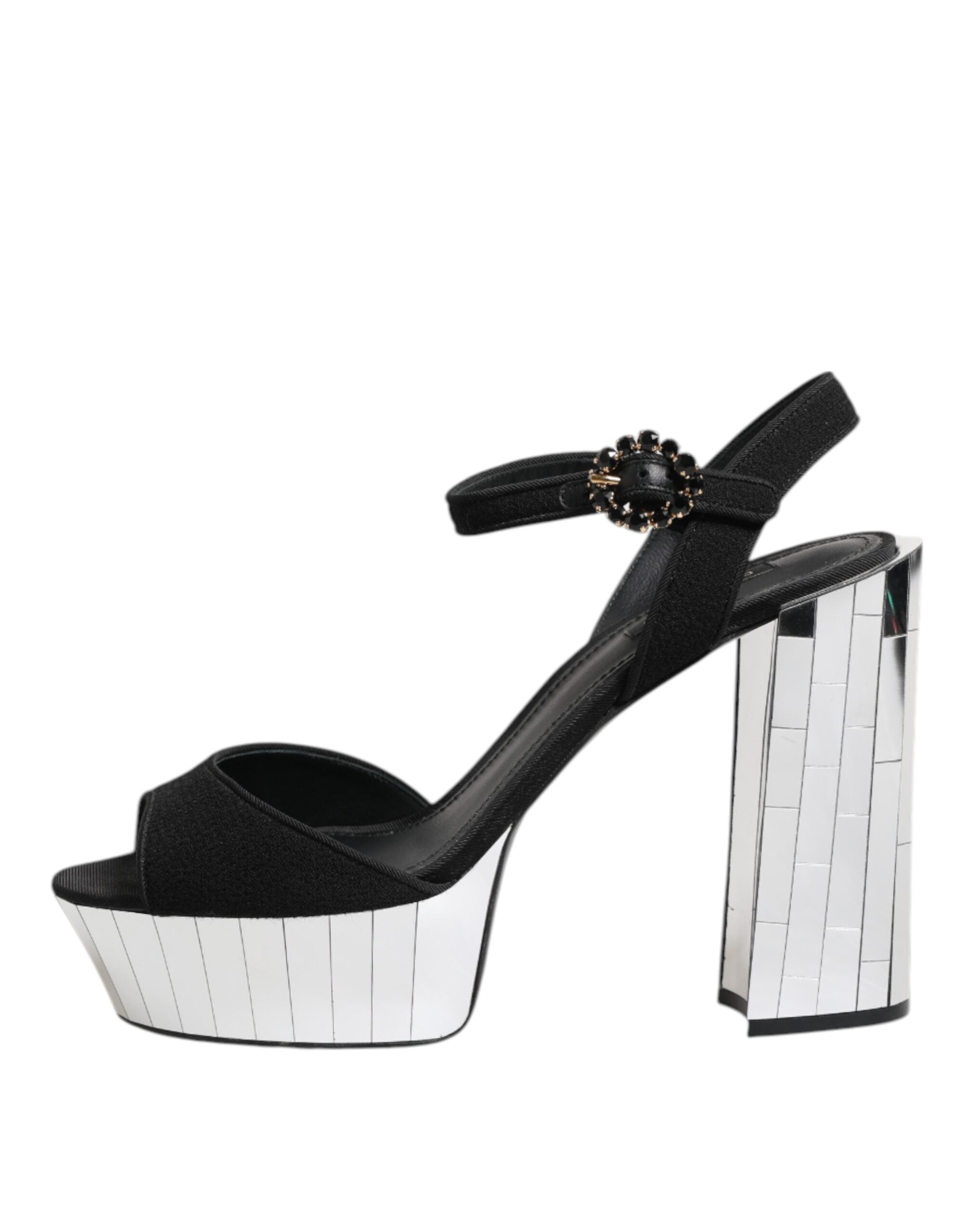 Dolce & Gabbana Black Crystal Ankle Strap Keira Sandal Women's Shoes