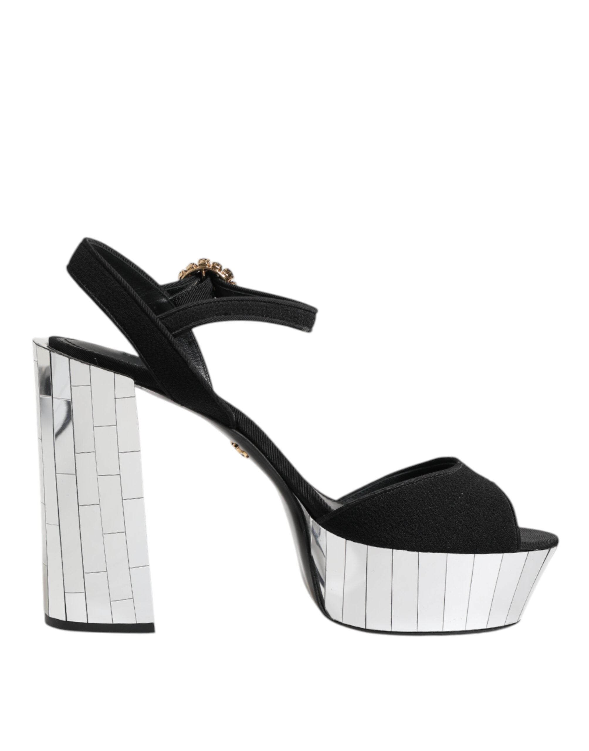 Dolce & Gabbana Black Crystal Ankle Strap Keira Sandal Women's Shoes