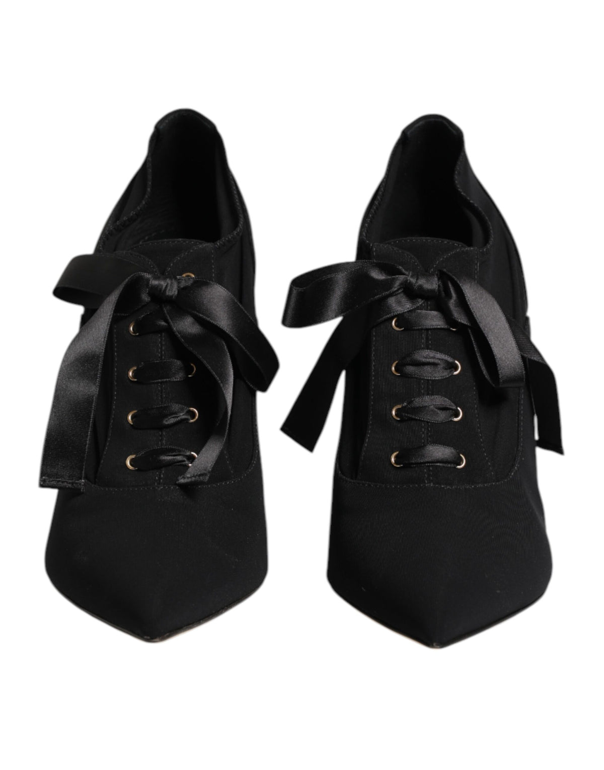 Dolce & Gabbana Black Lace Up Stiletto Heels Pumps Women's Shoes
