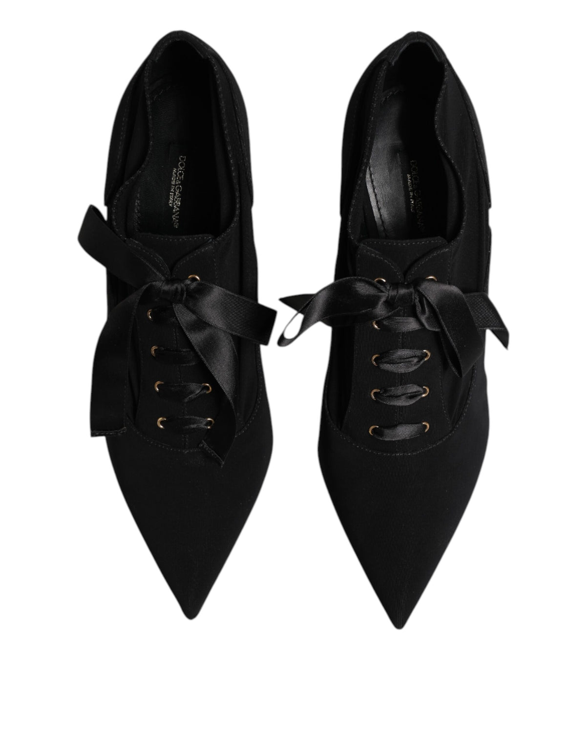 Dolce & Gabbana Black Lace Up Stiletto Heels Pumps Women's Shoes