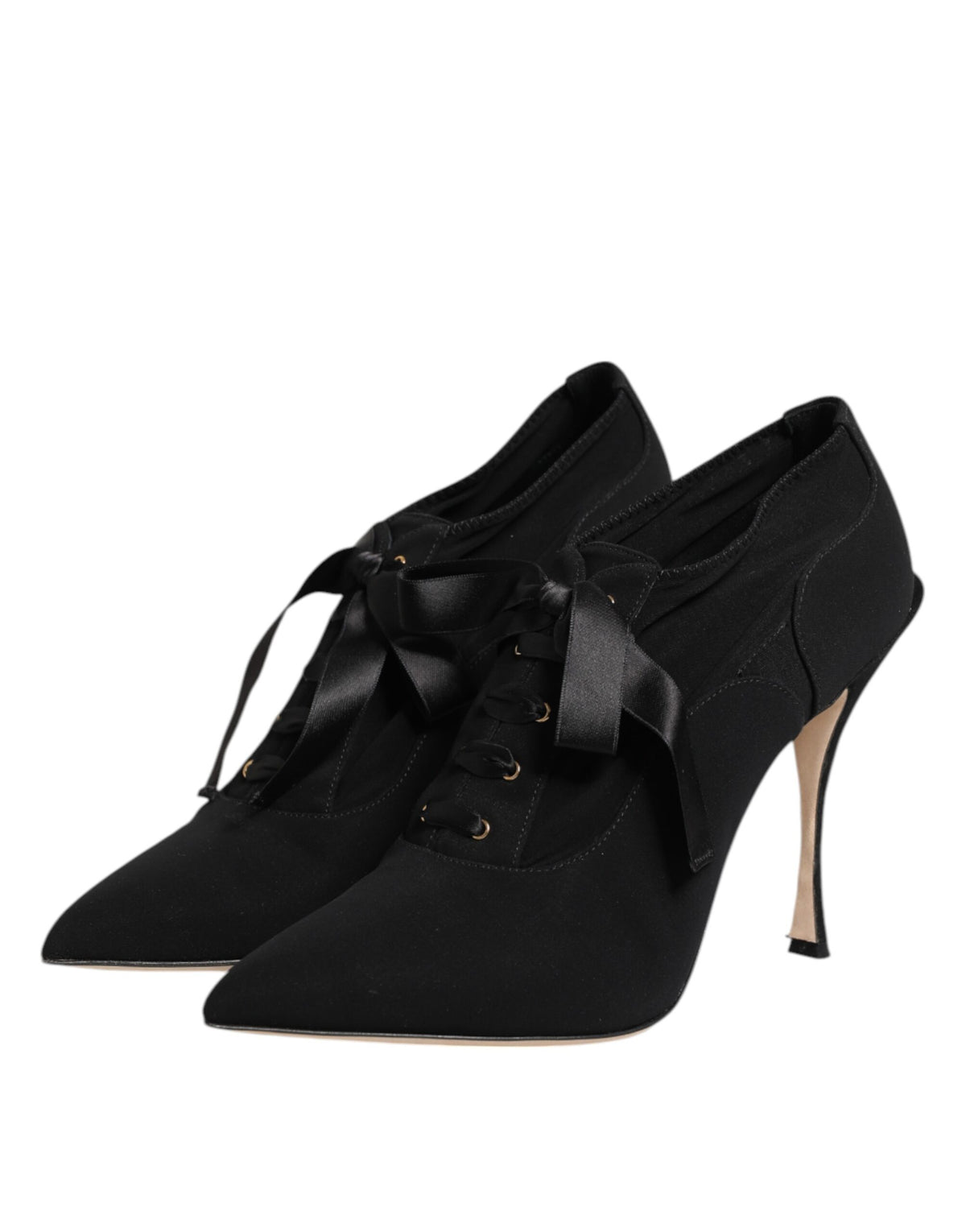 Dolce & Gabbana Black Lace Up Stiletto Heels Pumps Women's Shoes
