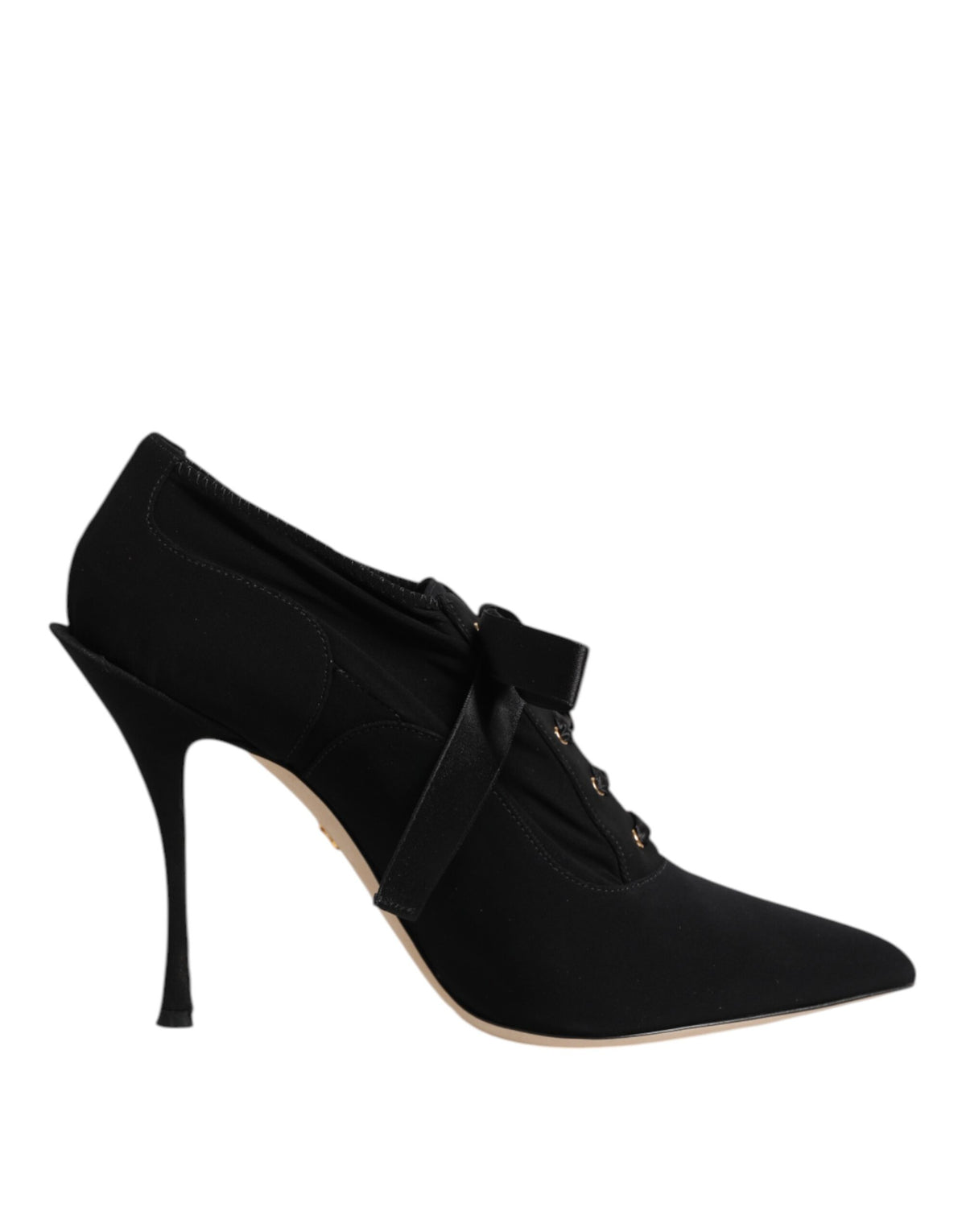 Dolce & Gabbana Black Lace Up Stiletto Heels Pumps Women's Shoes