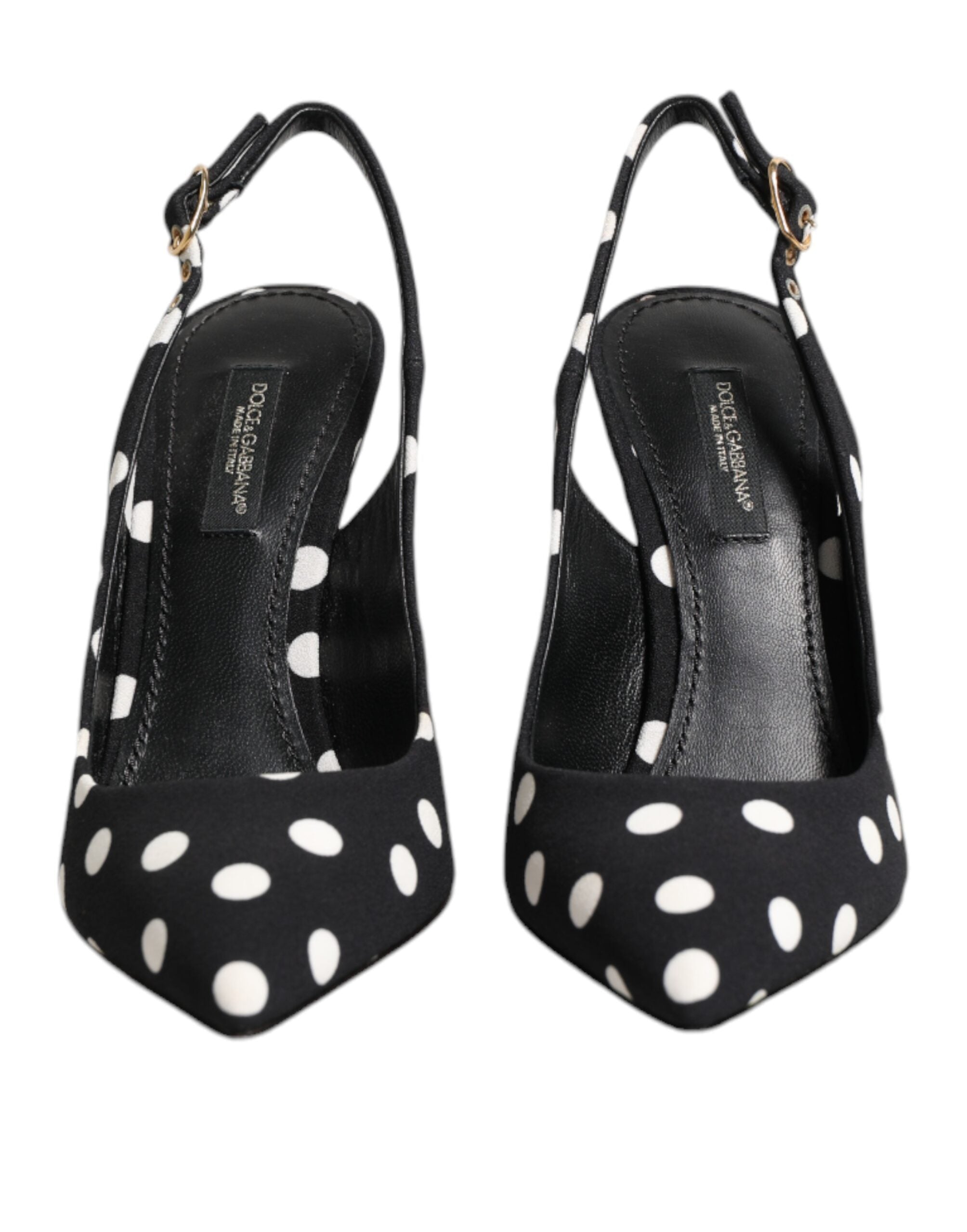 Dolce & Gabbana Black White Dotted Stiletto Slingback Women's Shoes (Pre-Owned)