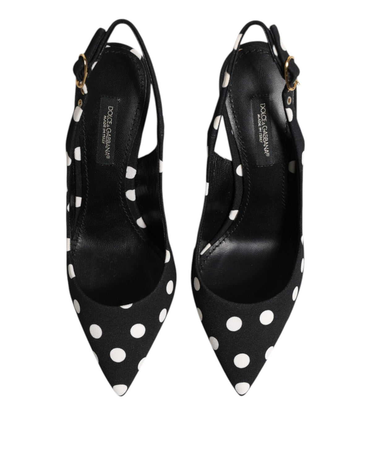 Dolce & Gabbana Black White Dotted Stiletto Slingback Women's Shoes (Pre-Owned)