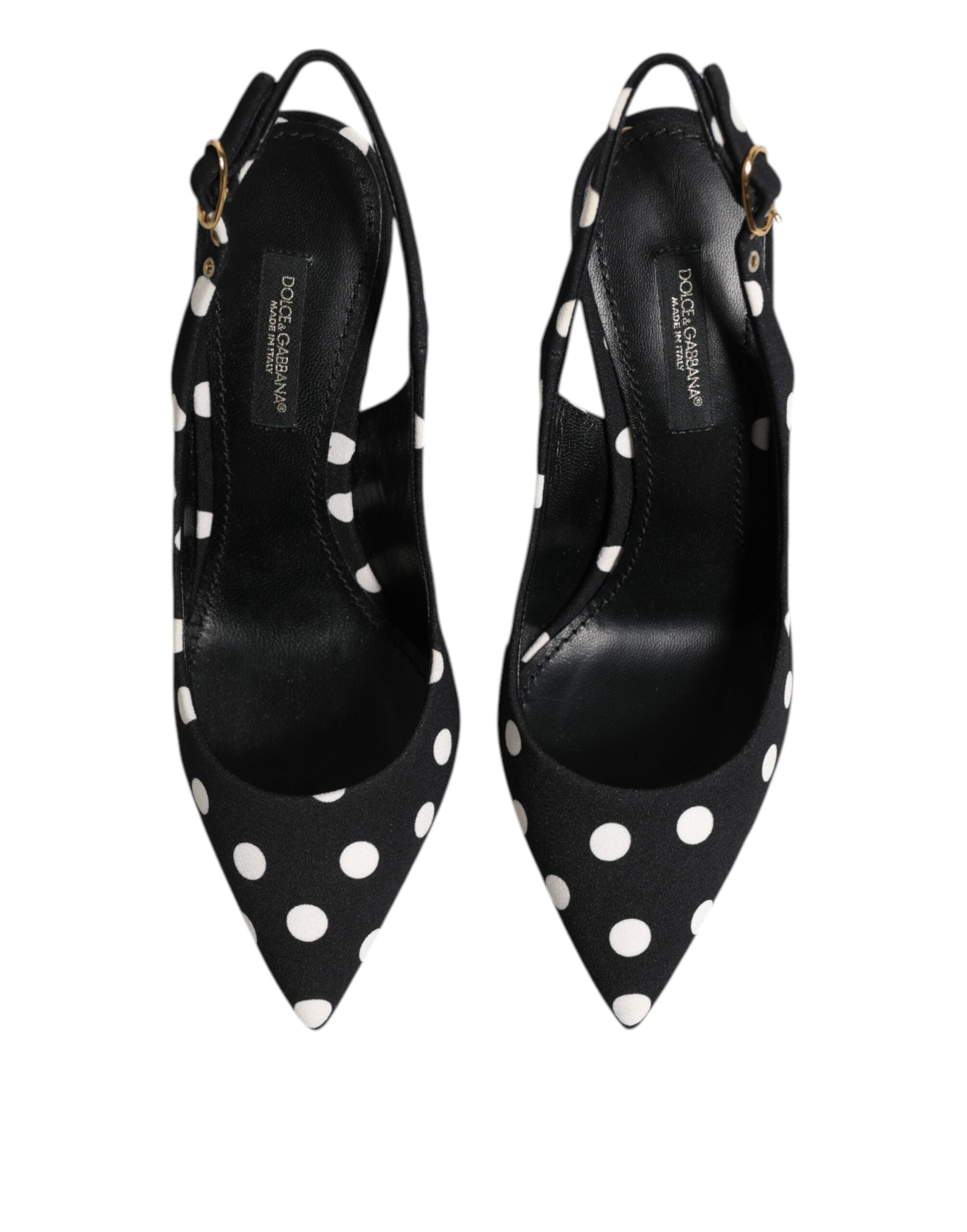 Dolce & Gabbana Black White Dotted Stiletto Slingback Women's Shoes (Pre-Owned)
